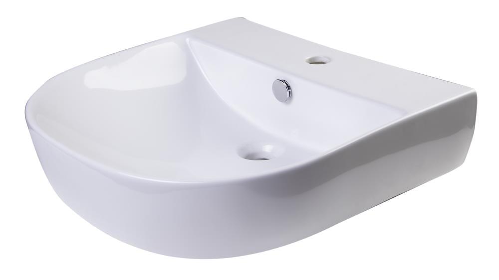 Alfi Brand 18.88'' White Porcelain U-Shaped Bathroom Sink with Overflow