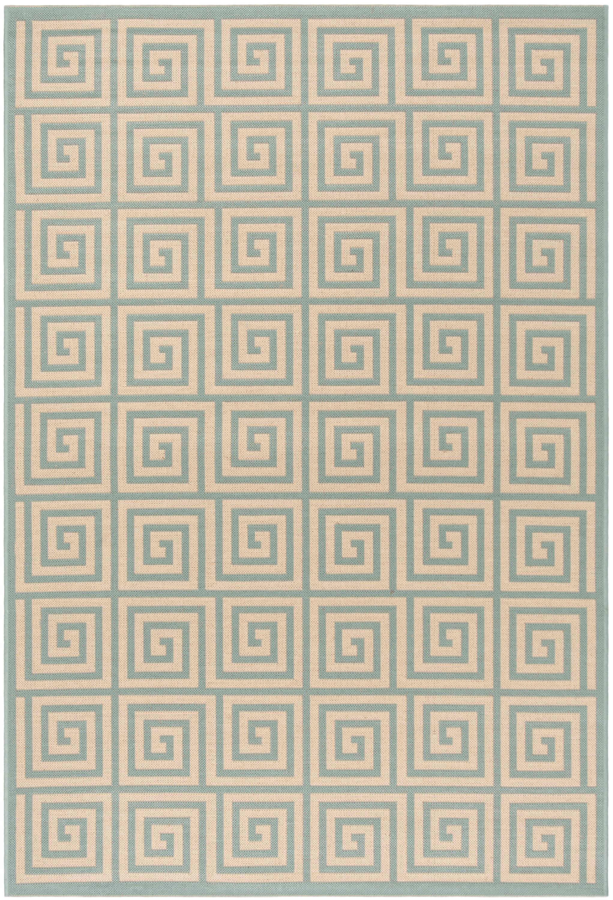 Linden LND129 Power Loomed Area Rug - Cream/Aqua - 5'3"x7'6" - Safavieh