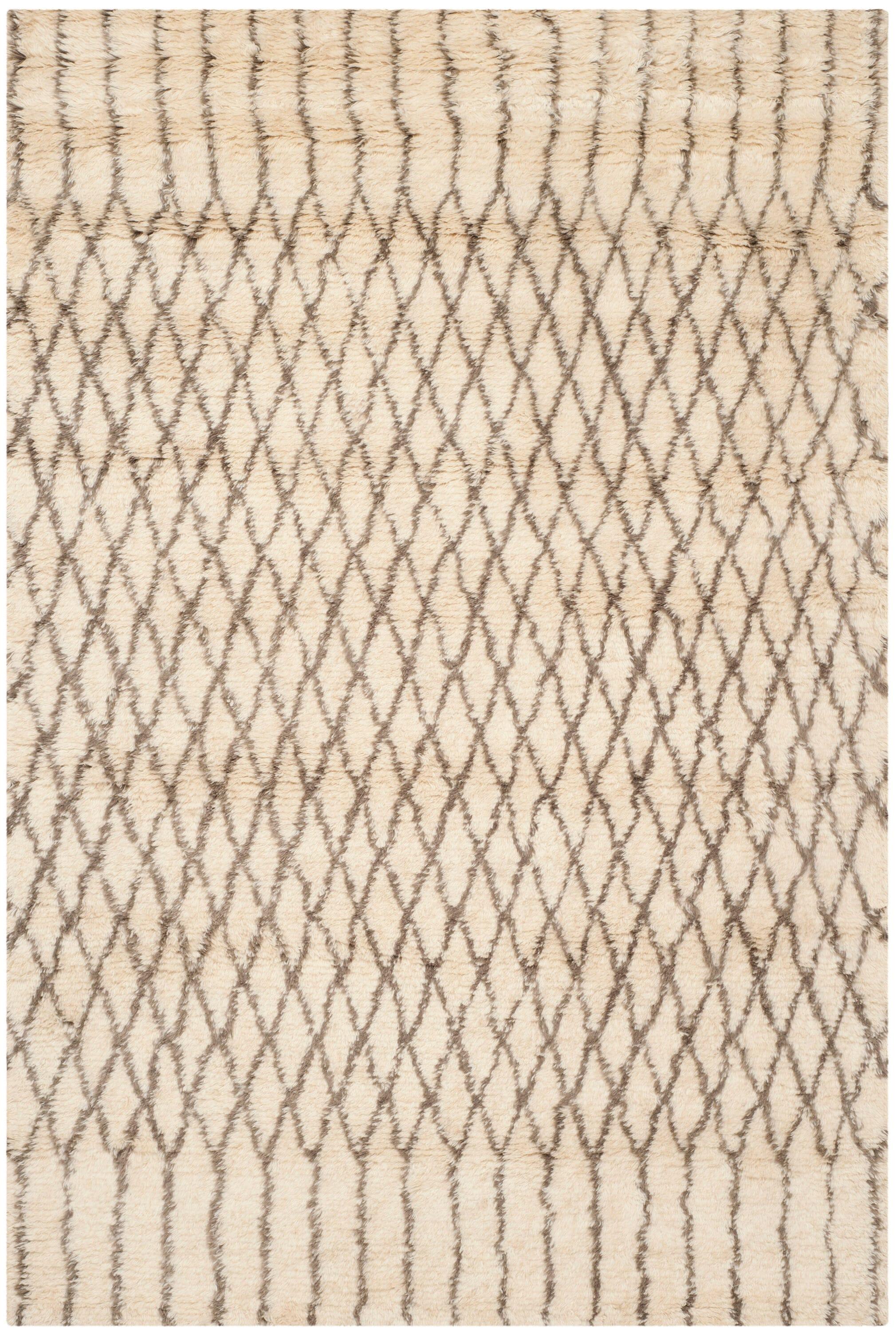 SAFAVIEH Casablanca Amber Abstract Shag Area Rug, Ivory/Grey, 6' x 9'