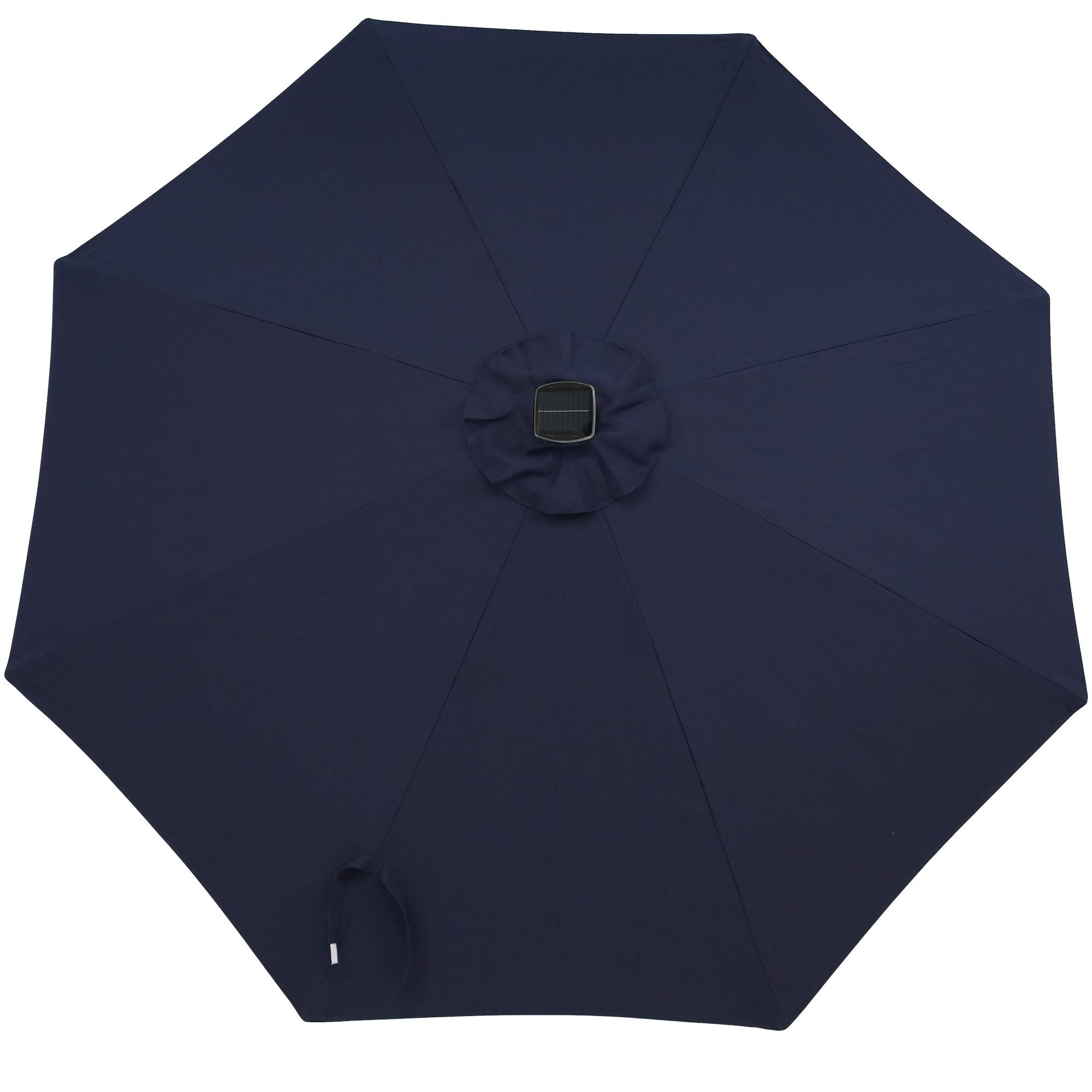 Sunnydaze Outdoor Solution-Dyed Sunbrella Pool Patio Umbrella with Solar LED Light Bars and Tilt - 9' - Navy Blue