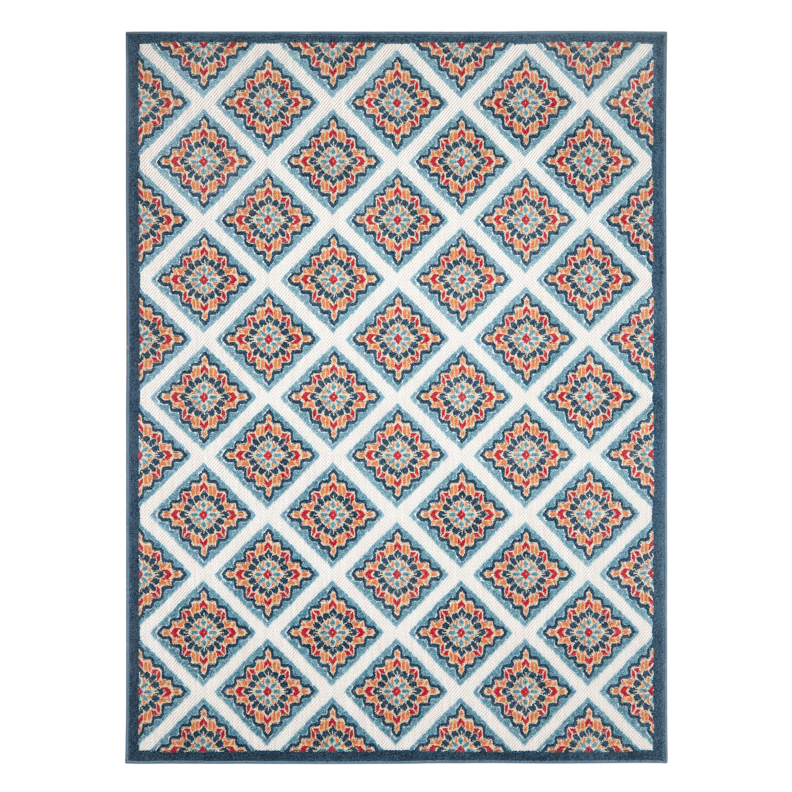 TOWN & COUNTRY EVERYDAY Brooks Retro Geo Outdoor Rug Red/Multi