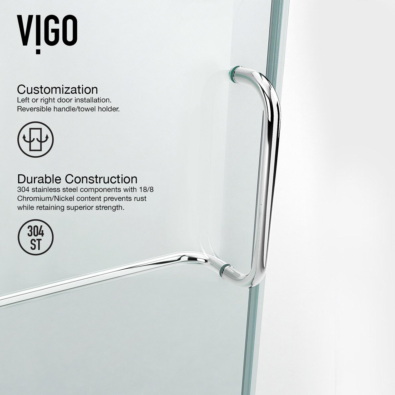 VIGO Monteray 46" W x 30" D x 73" H Hinged Frameless Shower Enclosure with 3/8  Clear Glass VG6011CHCL48