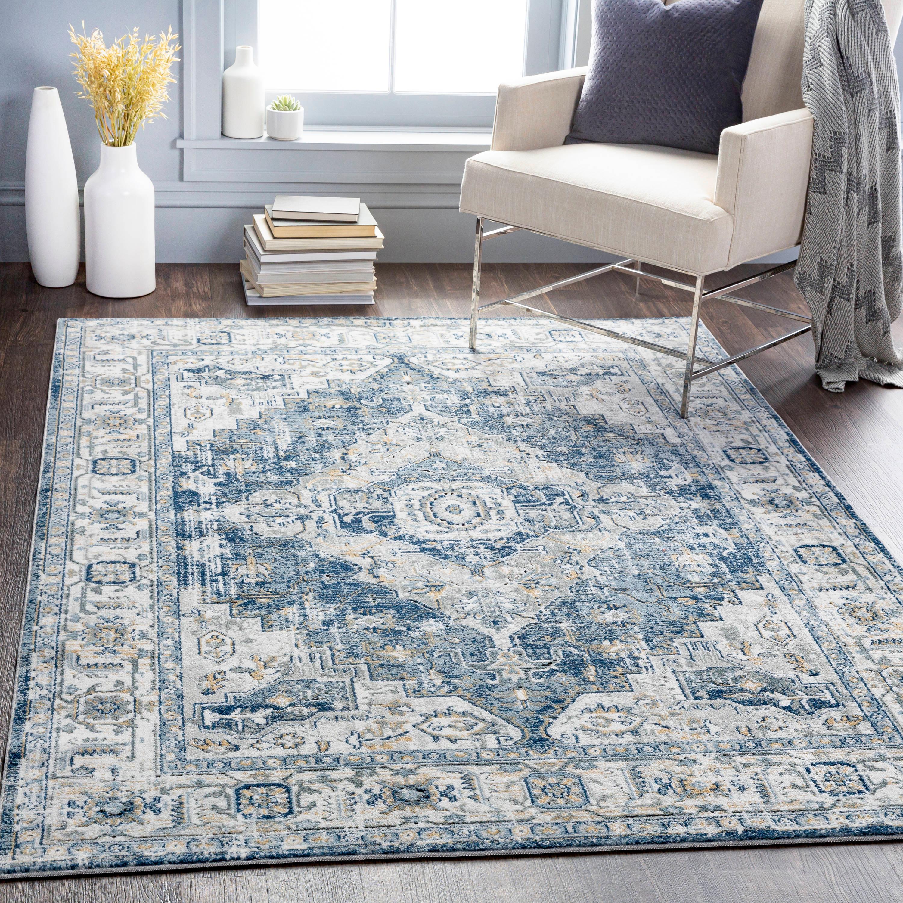 Modern Gray Rectangular Easy-Care Synthetic Rug 7'10" x 10'
