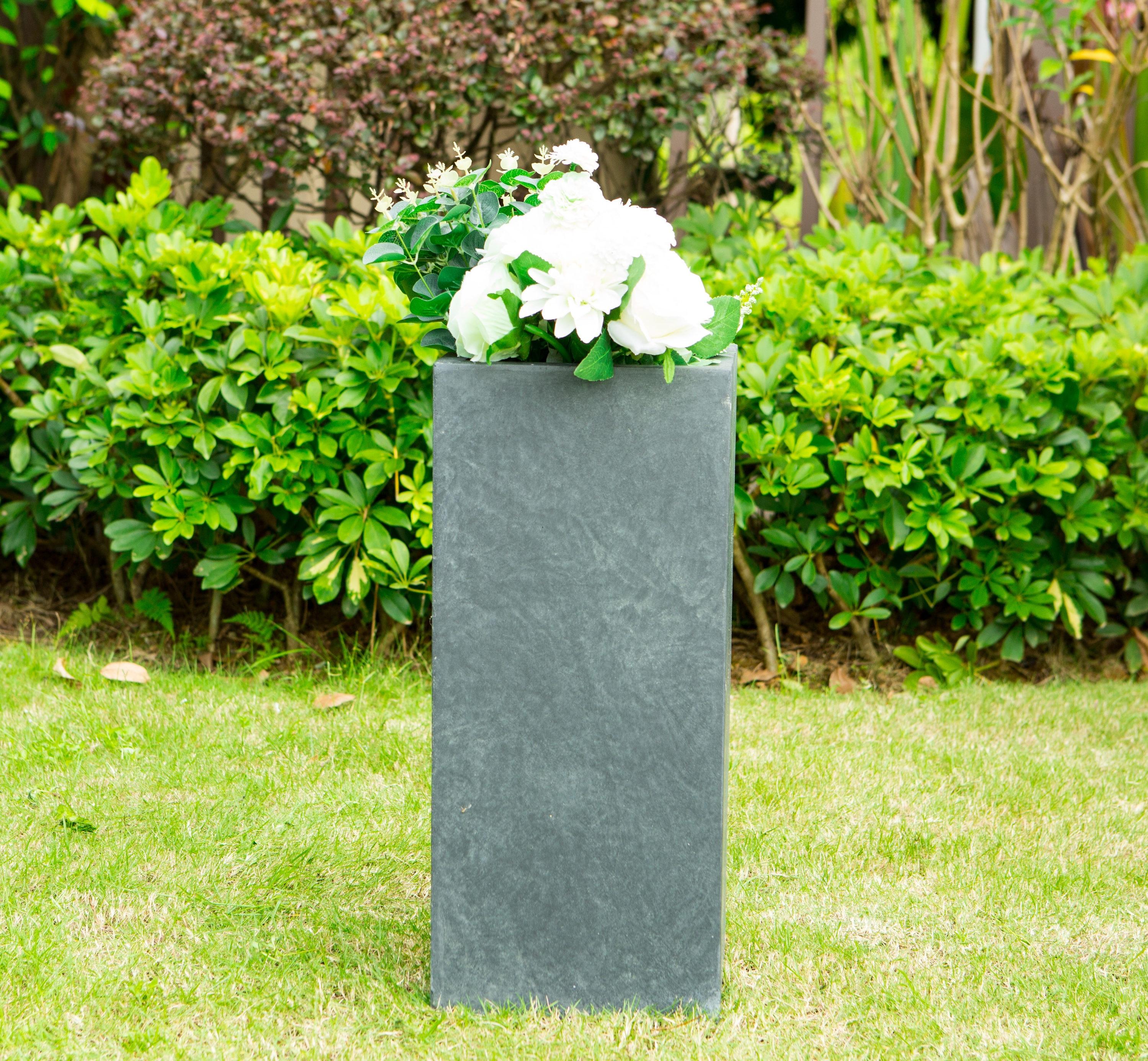Rosemead Home & Garden, Inc. 24" x 11" Rectangular Kante Lightweight Modern Tall Outdoor Planter Charcoal