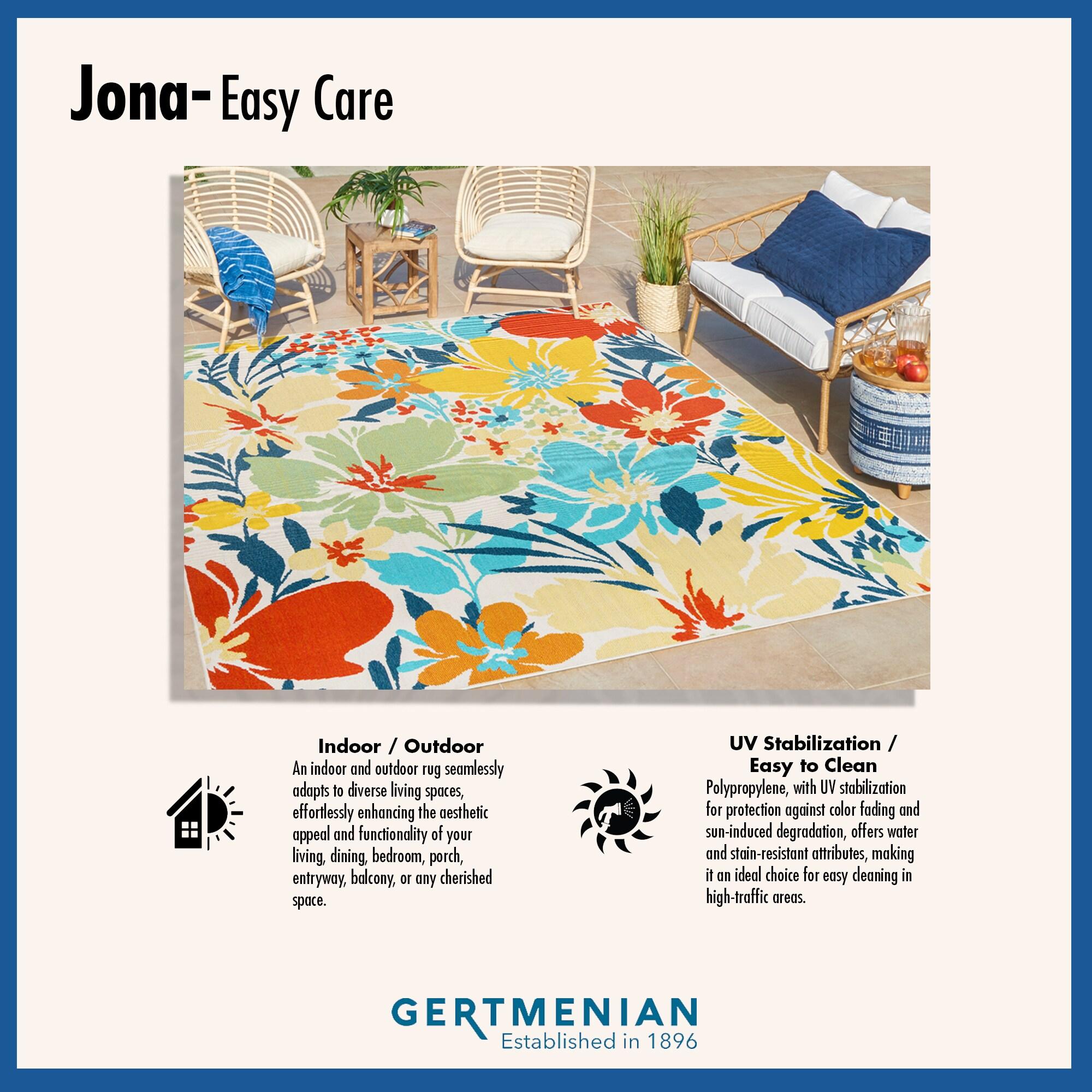 Gertmenian Jona Ananda Blue/Teal/Green Modern Tropical Leaf Indoor/Outdoor Flatweave Area Rug