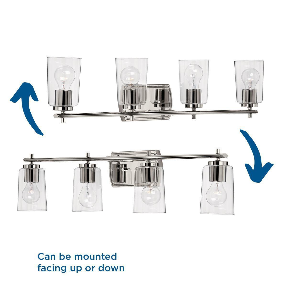 Progress Lighting Adley 4-Light Bath Vanity in Polished Nickel with Clear Glass Shades