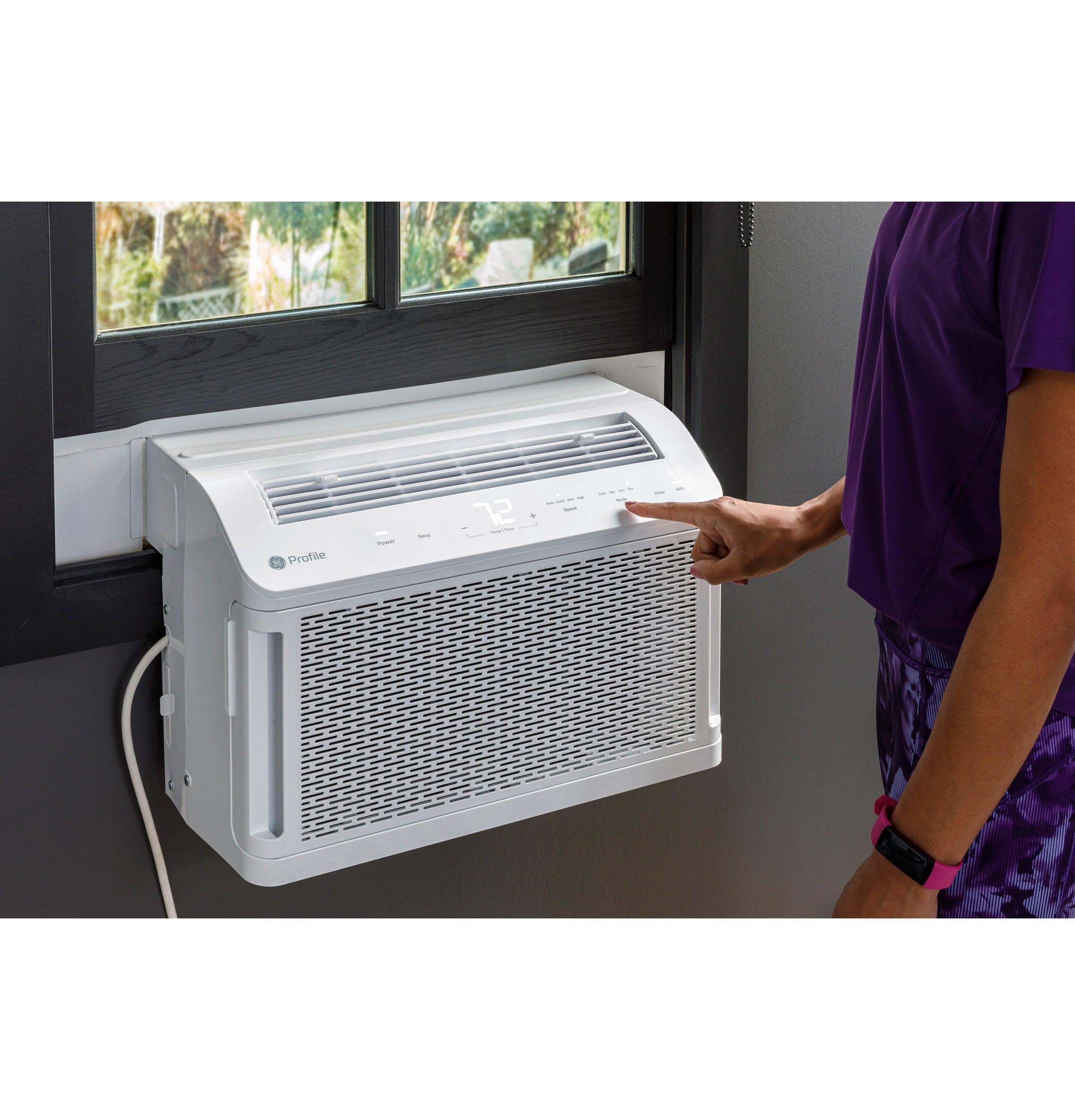 GE Profile ClearView 8300 BTU Smart Window Air Conditioner with Built-In Wi-Fi and Ultra-Quiet Operation for Medium Rooms (White)