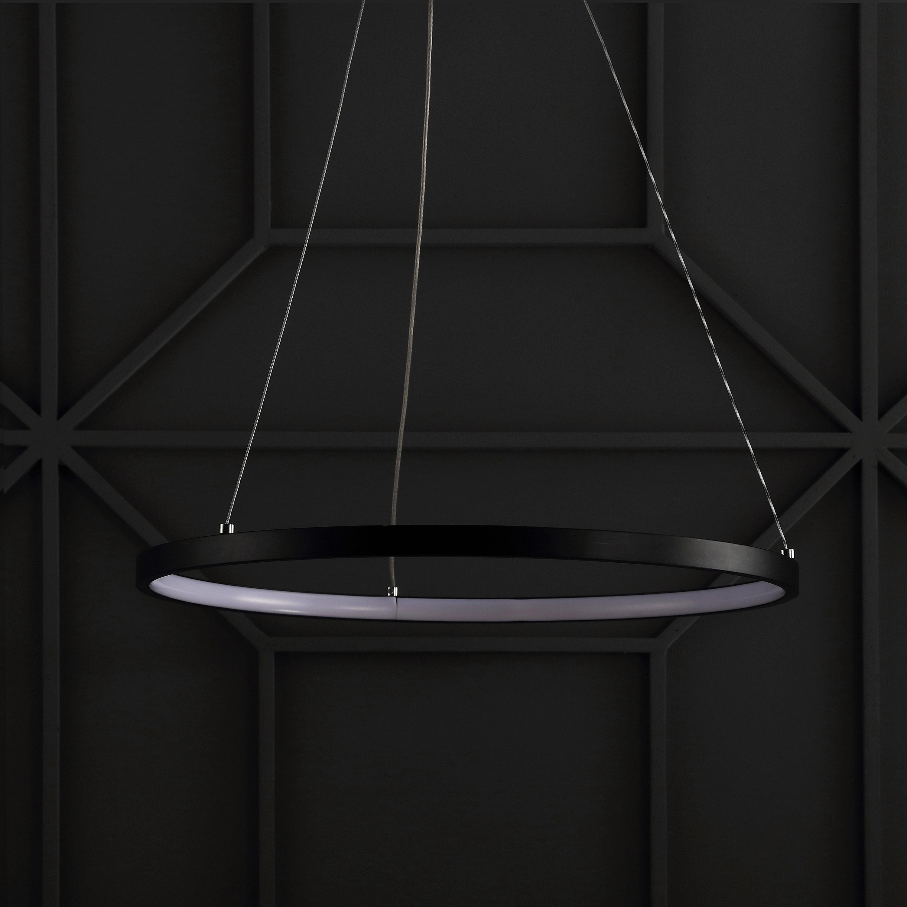 Bradley 15.7" Round Integrated LED Metal Pendant, Matte Black