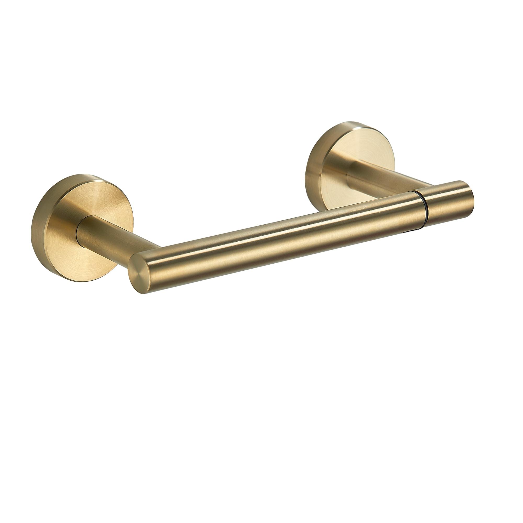 MOGFCT Toilet Paper Holder Brushed Gold Wall Mounted, Double Post Pivoting Toilet Paper Holder SUS 304 Stainless Steel Bathroom