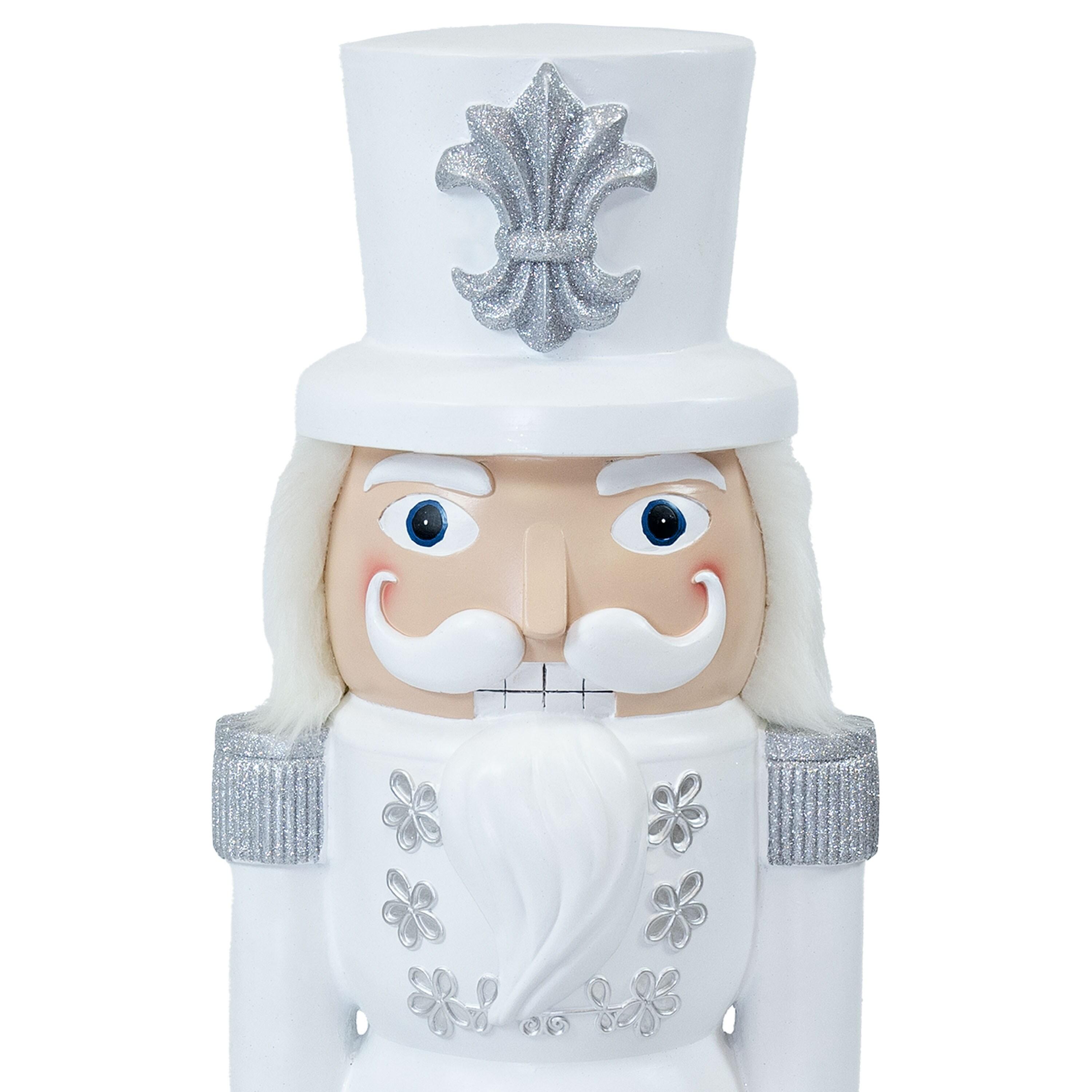 Sunnydaze 37" Sterling the Silver Christmas Nutcracker Statue - 2Pk