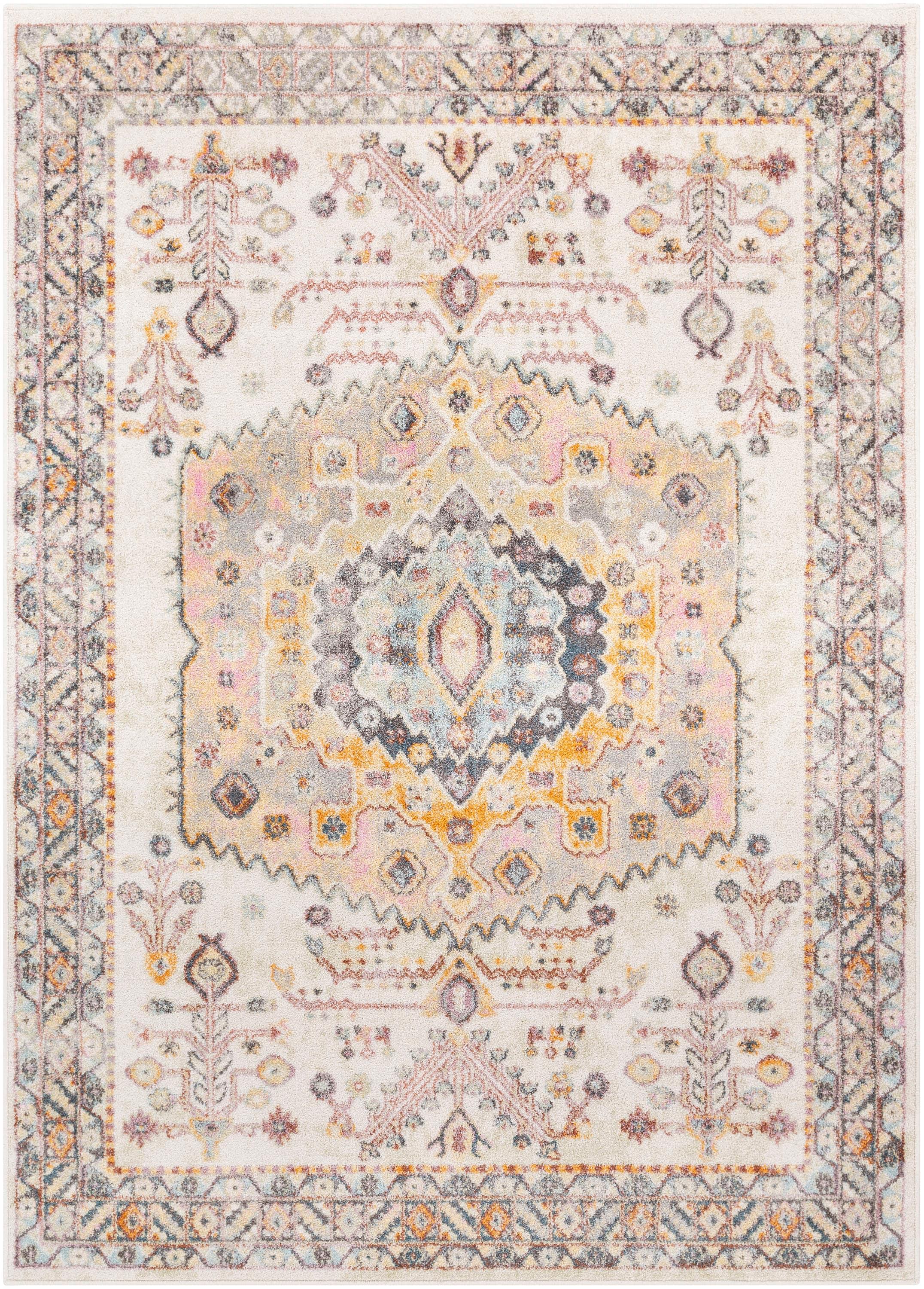 Gray Spot Medium Pile Synthetic Area Rug, 5'3" x 7'3"