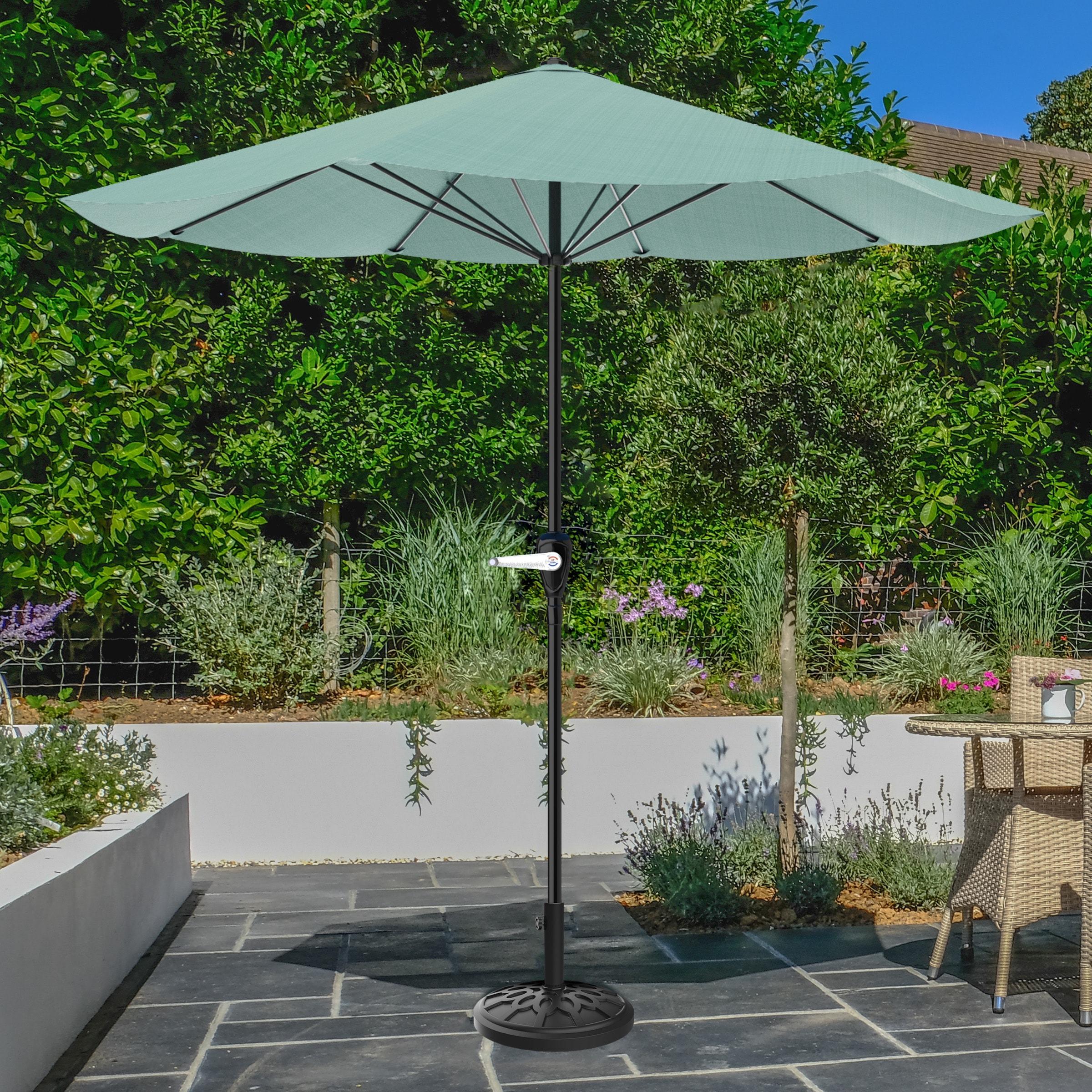 Pure Garden 9-ft Steel Green No-tilt Market Patio Umbrella with Base