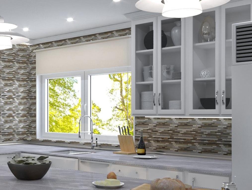 Wright-Scape Straight Edge Glass & Slate Brick Joint Mosaic Kitchen Backsplash, Bathroom, Shower, Pool, Wall and Floor Tile