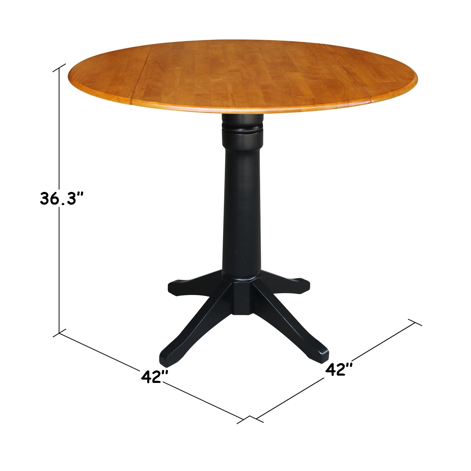 42" Round Dual Drop Leaf Pedestal Table - 36.3"H  Black Cherry