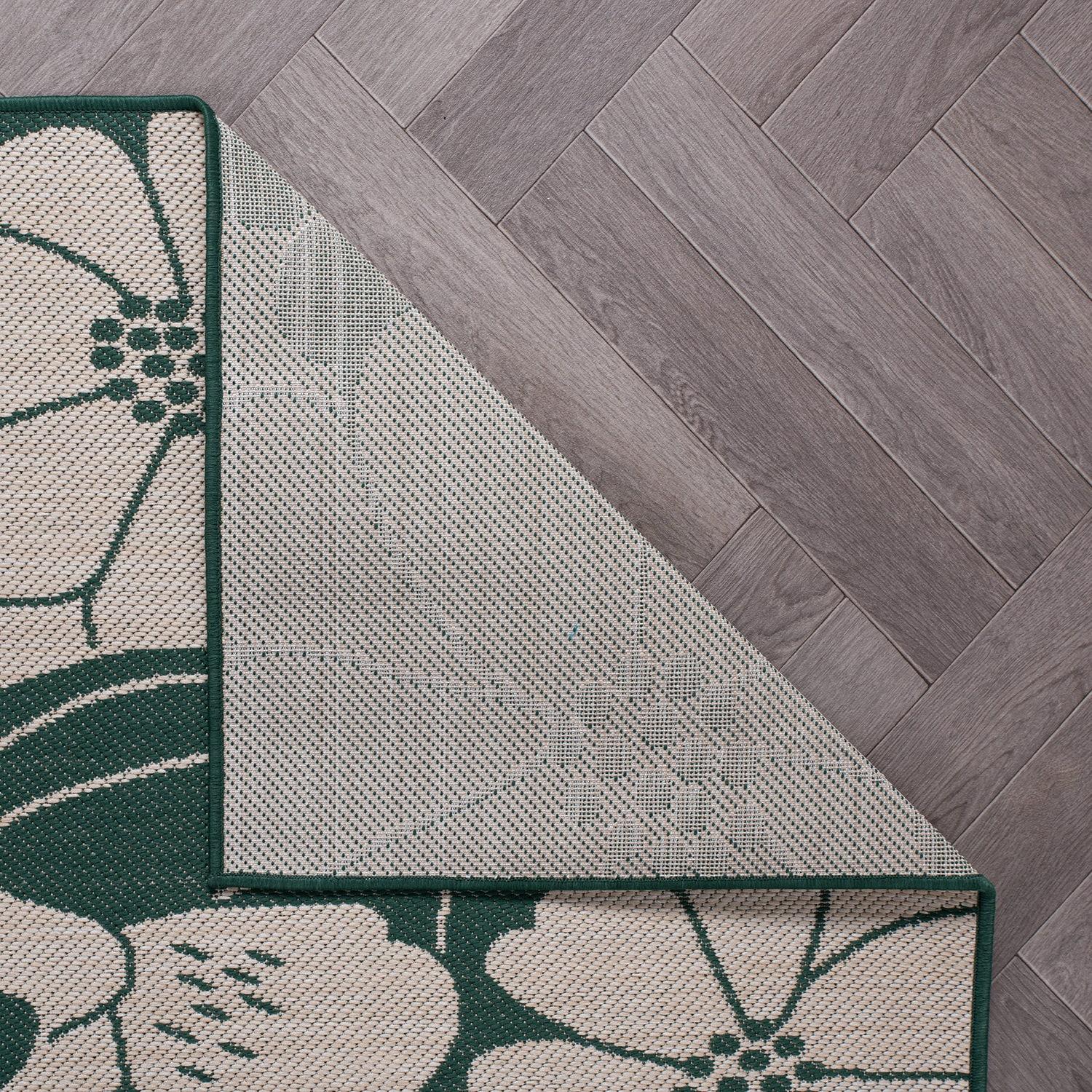 World Rug Gallery Modern Floral Flowers Textured Flat Weave Indoor/Outdoor Area Rug - GREEN 2'x3'