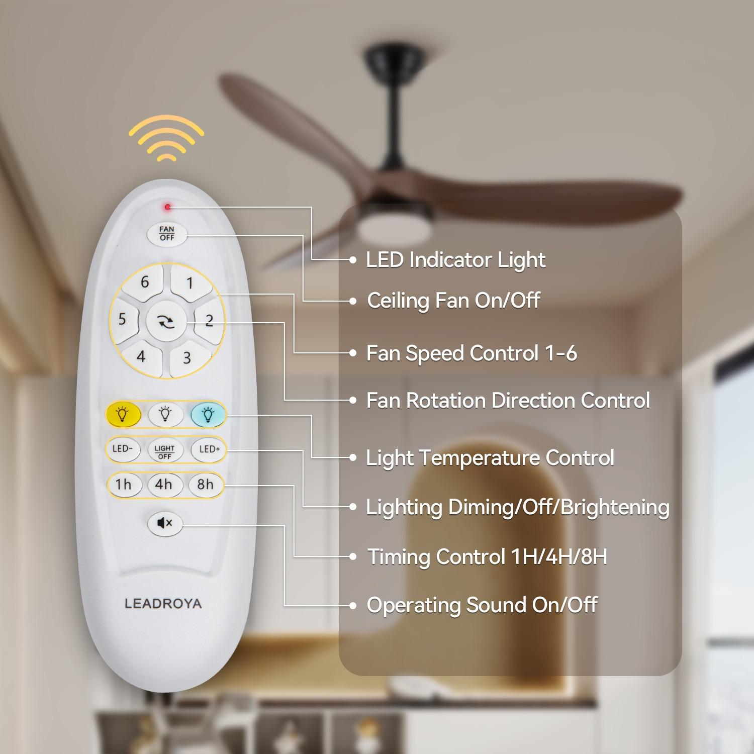 Simple Deluxe 44" Ceiling Fans with Lights and Remote, Outdoor Ceiling Fans for Patios with Light, Easy to Install Ceiling Fan with Reversible Motor and Wooden Blade for All Seasons