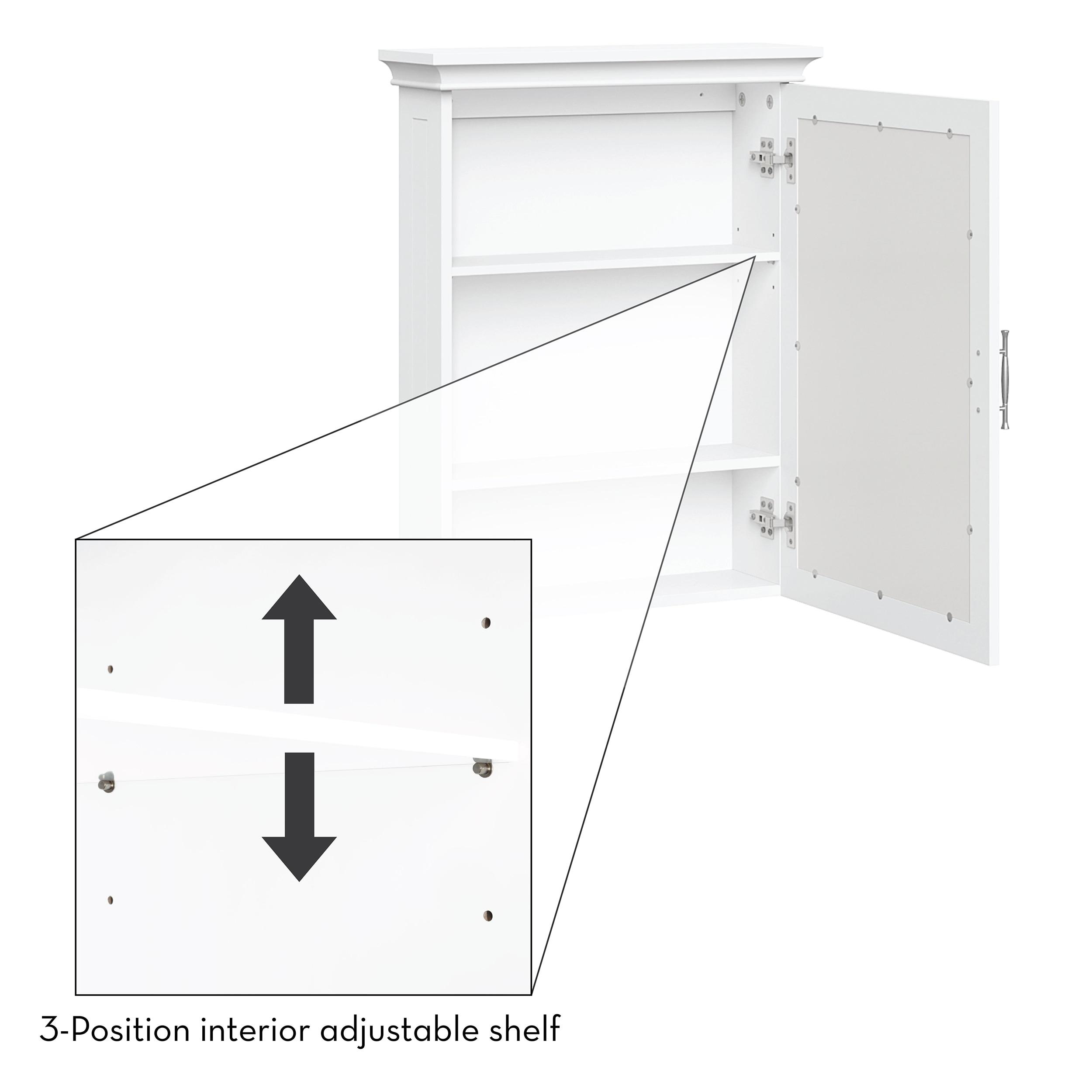 RiverRidge Somerset Bathroom and Laundry Mirrored Wall Mount Storage Medicine Cabinet with Adjustable Shelf - White