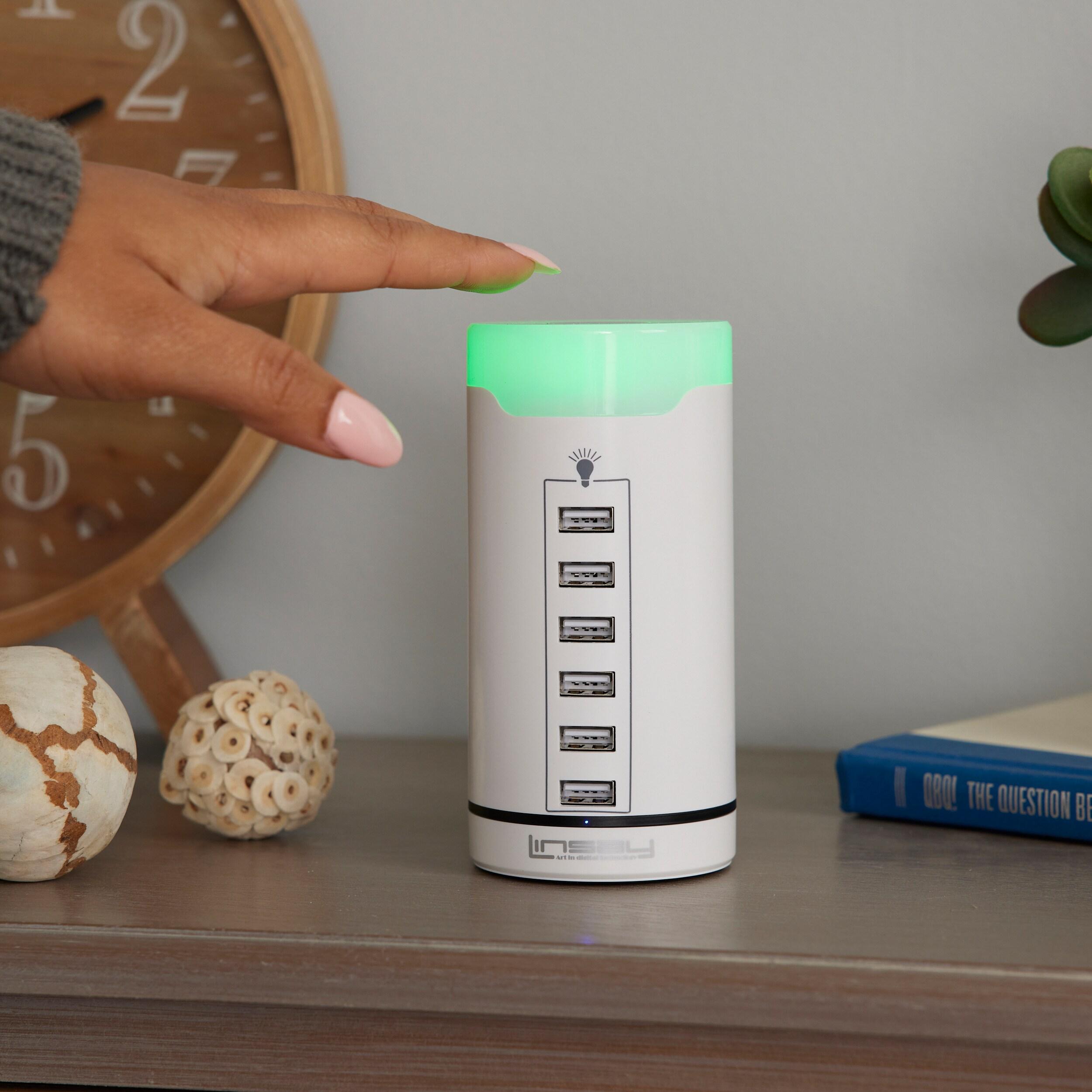 LINSAY SMART LED LAMP TOUCH with 6 USB Charging Station Multi color LED dimmeable