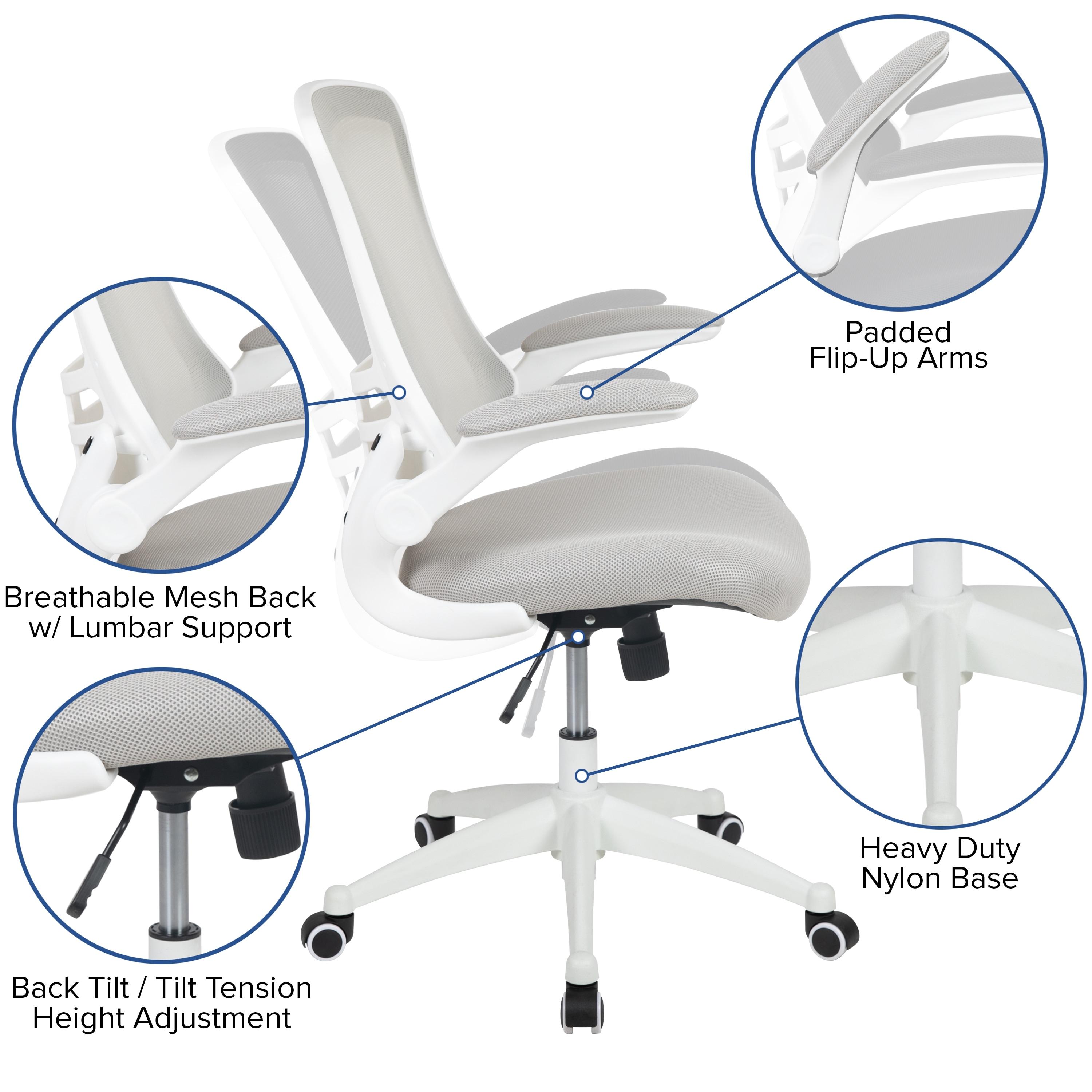 Jayetta Mid-Back Mesh Swivel Ergonomic Office Chair with Flip-Up Arms by Flash Furniture