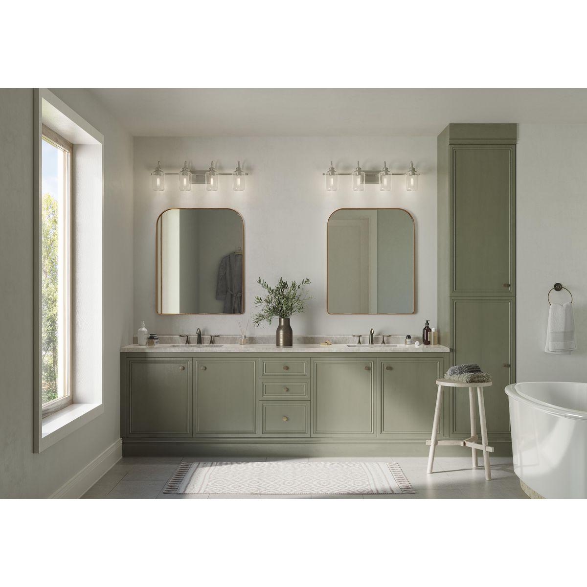 Progress Lighting Aiken 4-Light Bath Vanity Light, Brushed Nickel, Clear Glass Shade