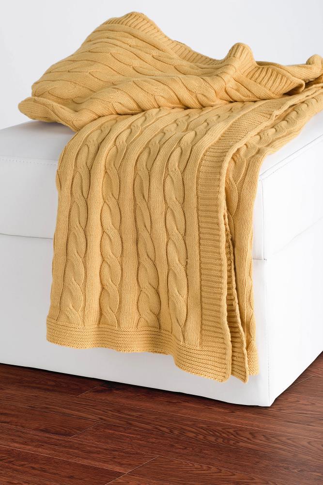 50"x60" Cable Knit Throw Blanket Yellow - Rizzy Home