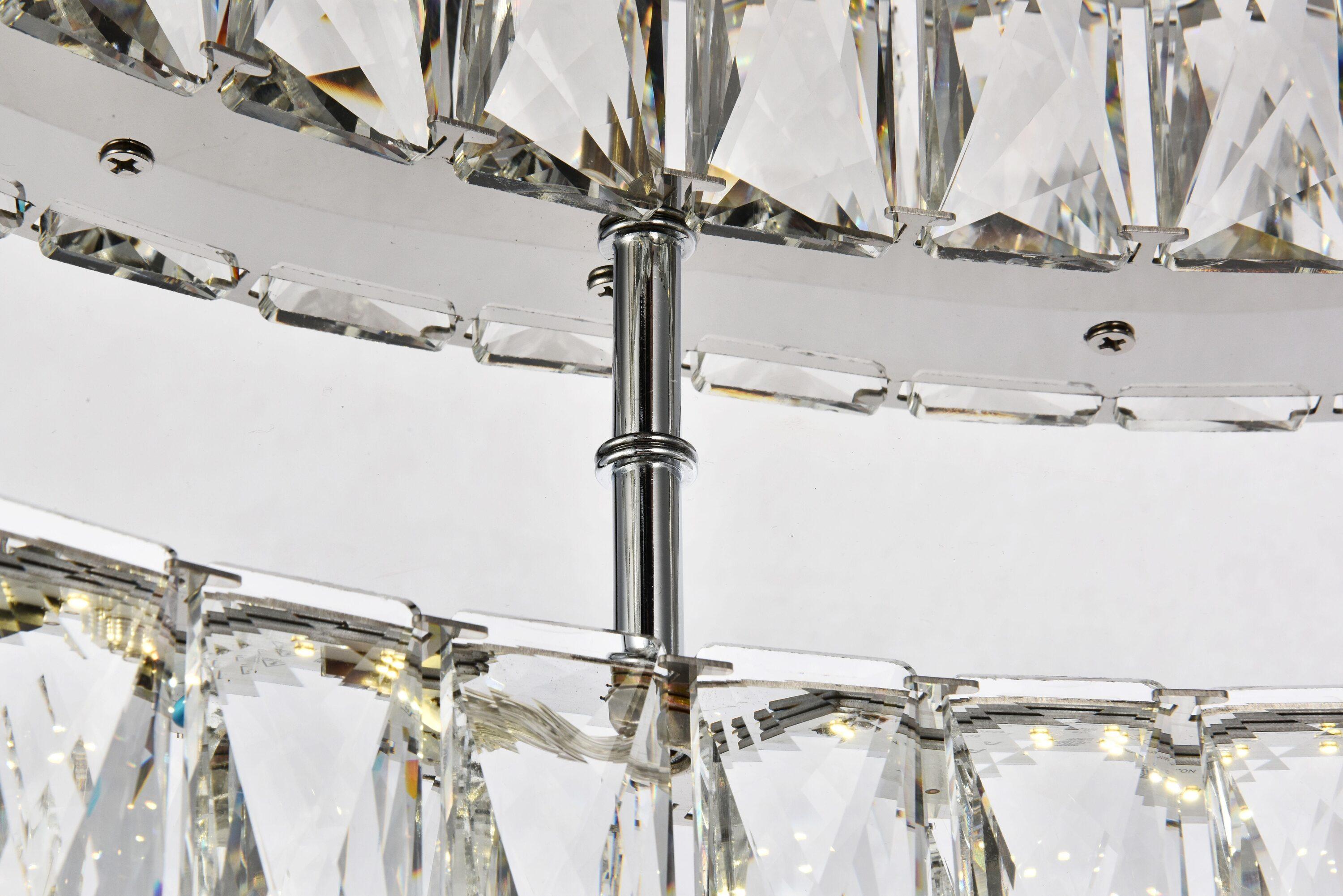 Monroe LED light Chrome Flush Mount Clear Royal Cut Crystal