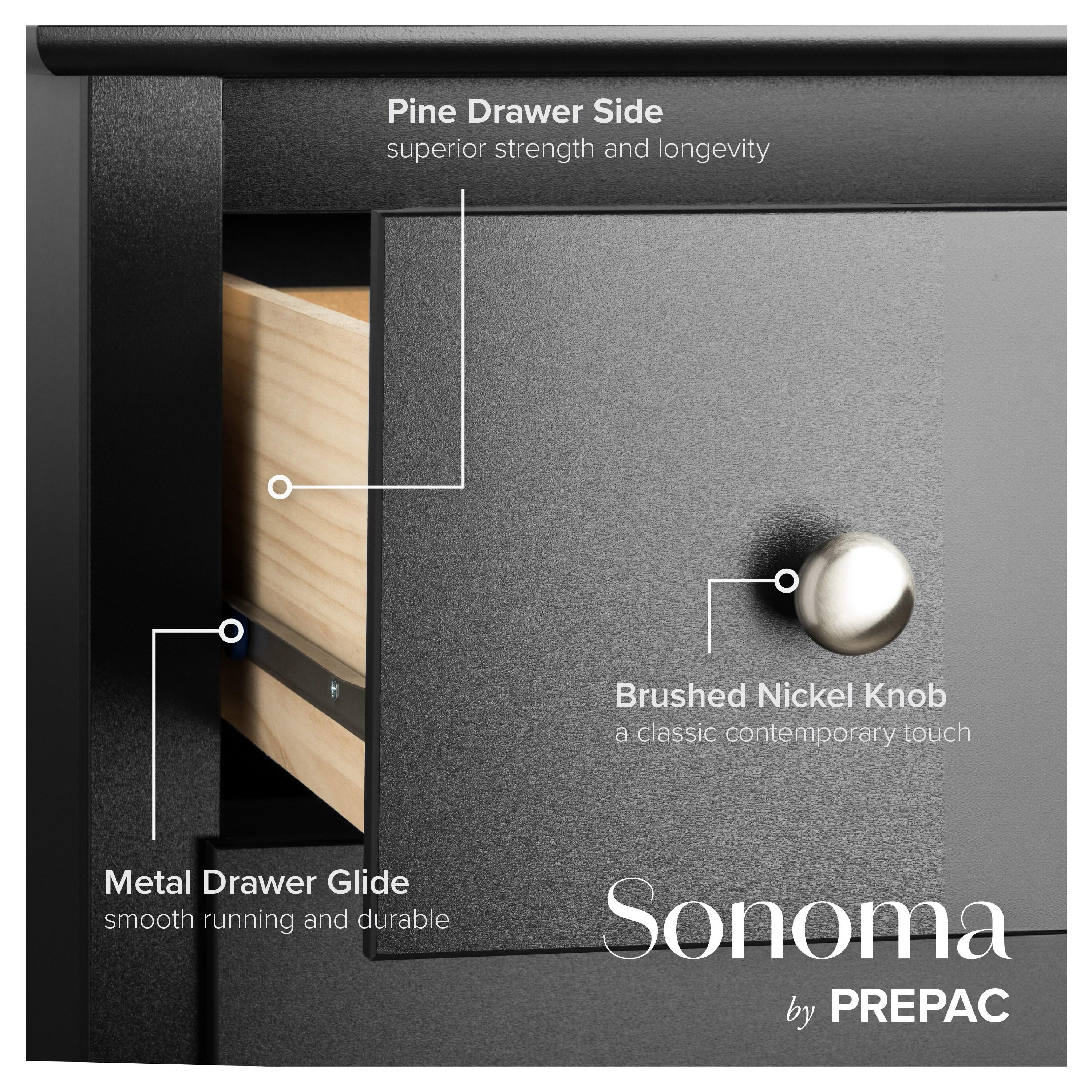 Prepac Sonoma Superior 5-Drawer Chest for Bedroom - Spacious and Stylish Chest of Drawers, Measuring 17.75"D x 31.5"W x 44.75"H, In Black Finish