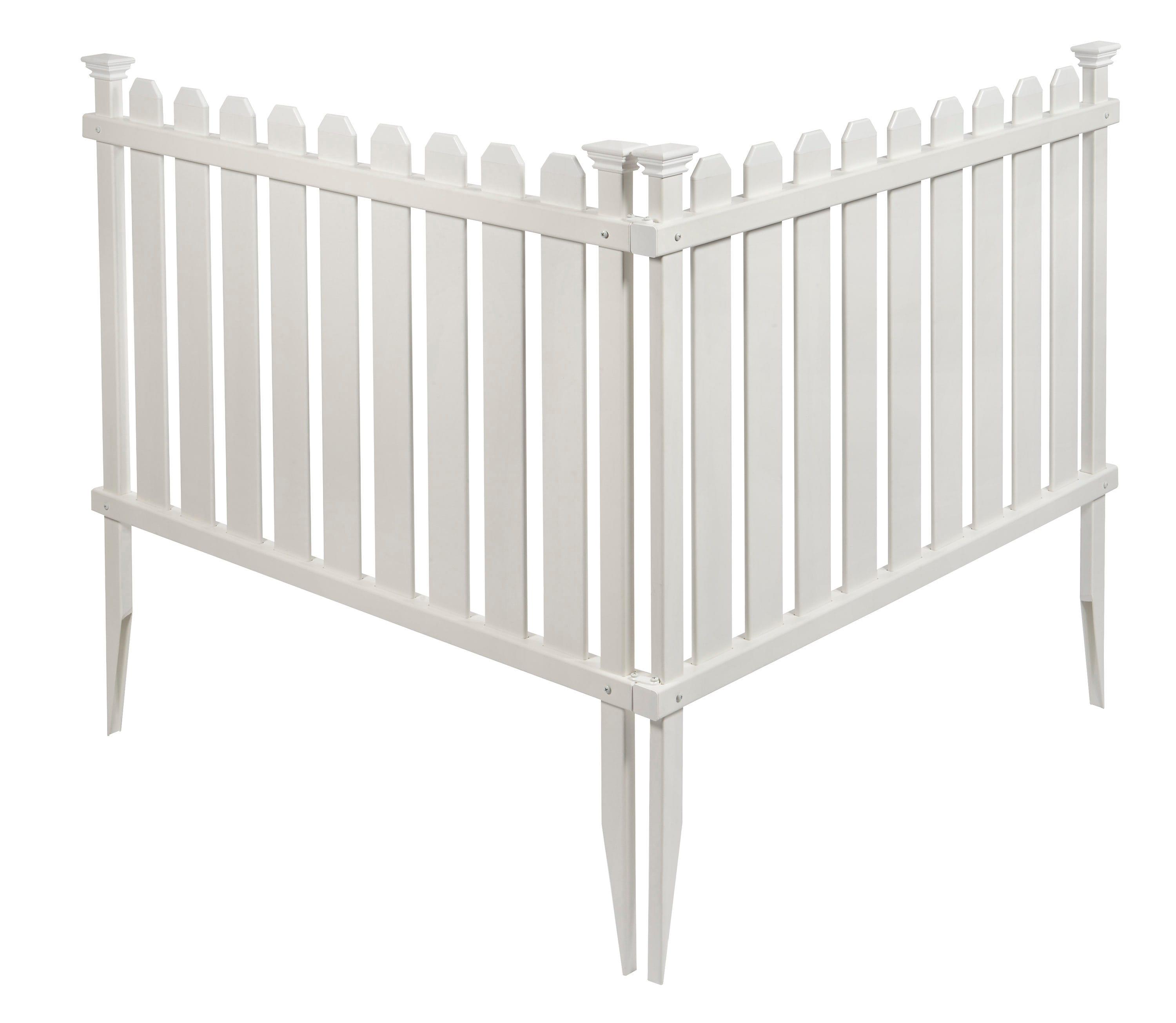 Zippity Outdoor Products 2.5ft H x 3.5ft W (2 Panels) No Dig Zippity Bella Puppy and Garden Fence Kit, No Dig Fence Panels, White Vinyl Fences for Dogs, Temporary Fence for Backyard, White Picket Fence Garden Border, ZP19064