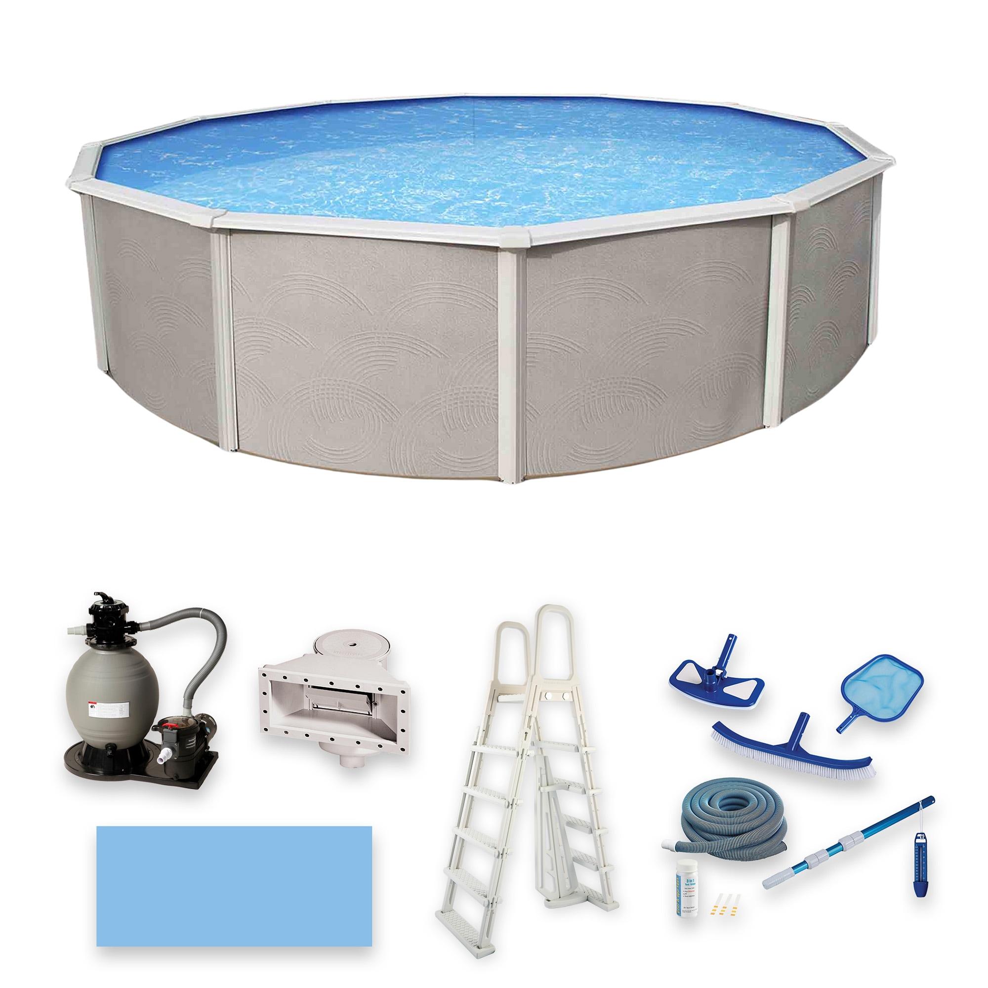 Blue Wave Products Belize Round 52-in Deep 6-in Top Rail Swimming Pool Package