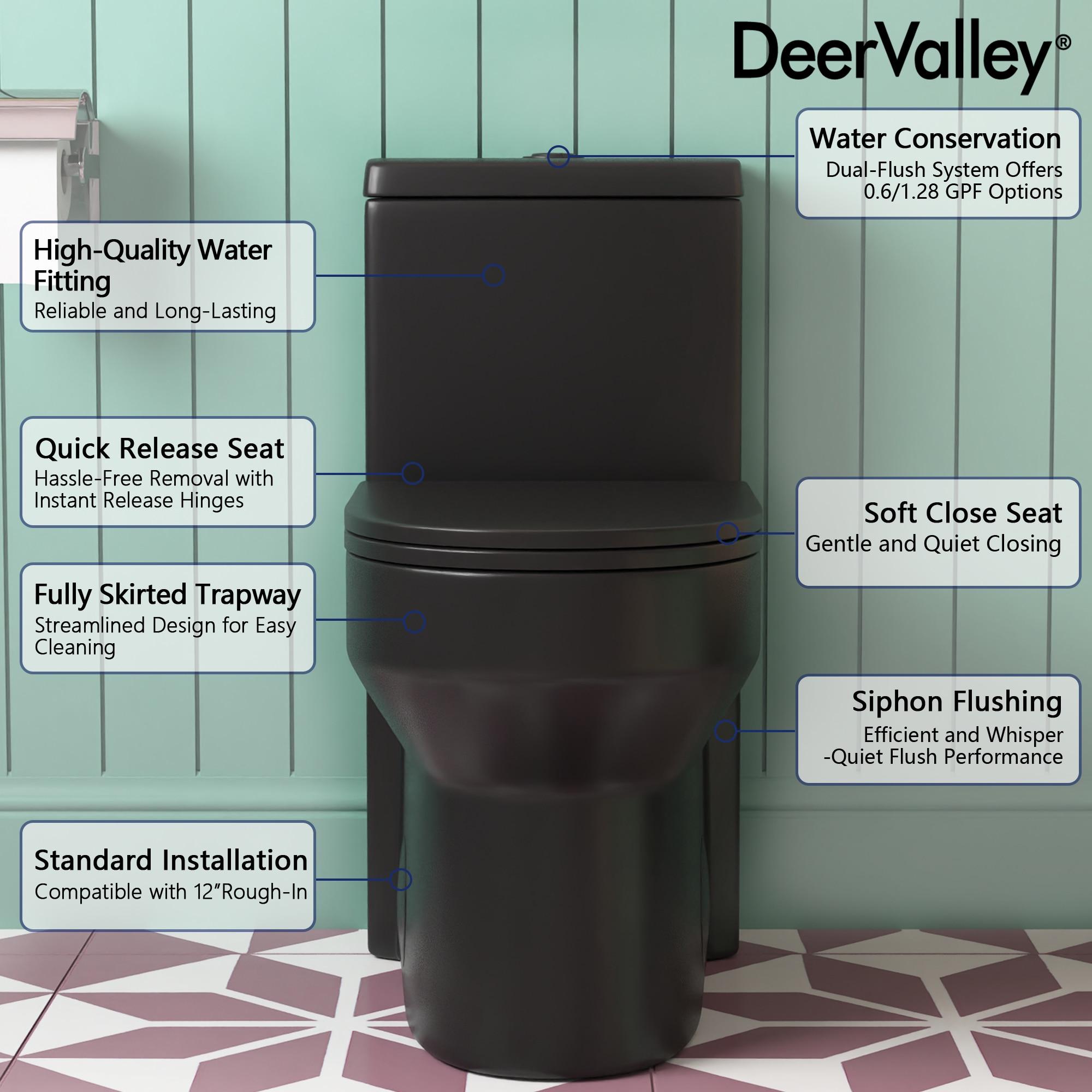 DeerValley Liberty Compact Toilets One-Piece Toilet With High-Efficiency Flush Round Toilet for Space-Saving Floor Mounted (Seat Included)