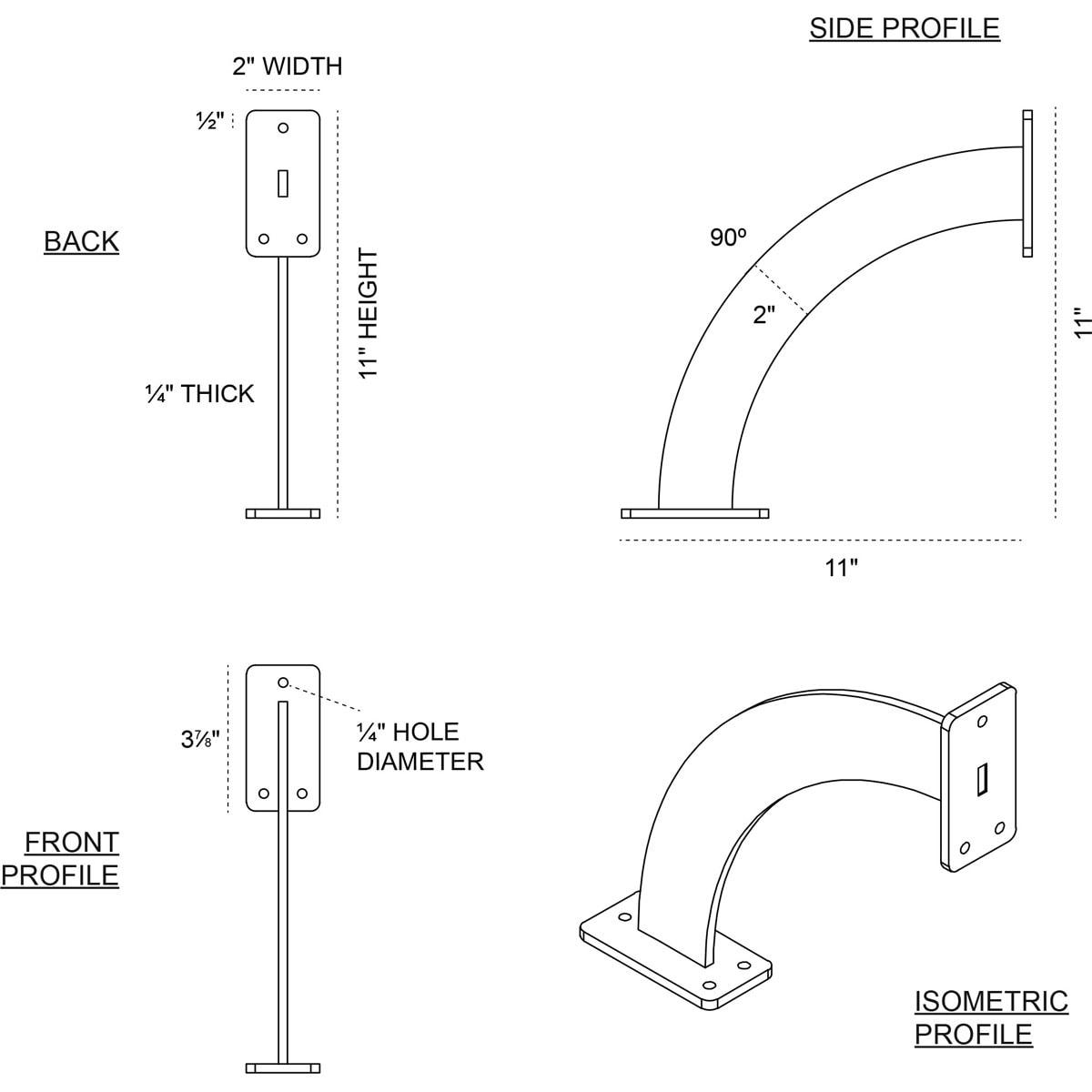 Bradford H 2'' W D Metal Bracket / Corbel