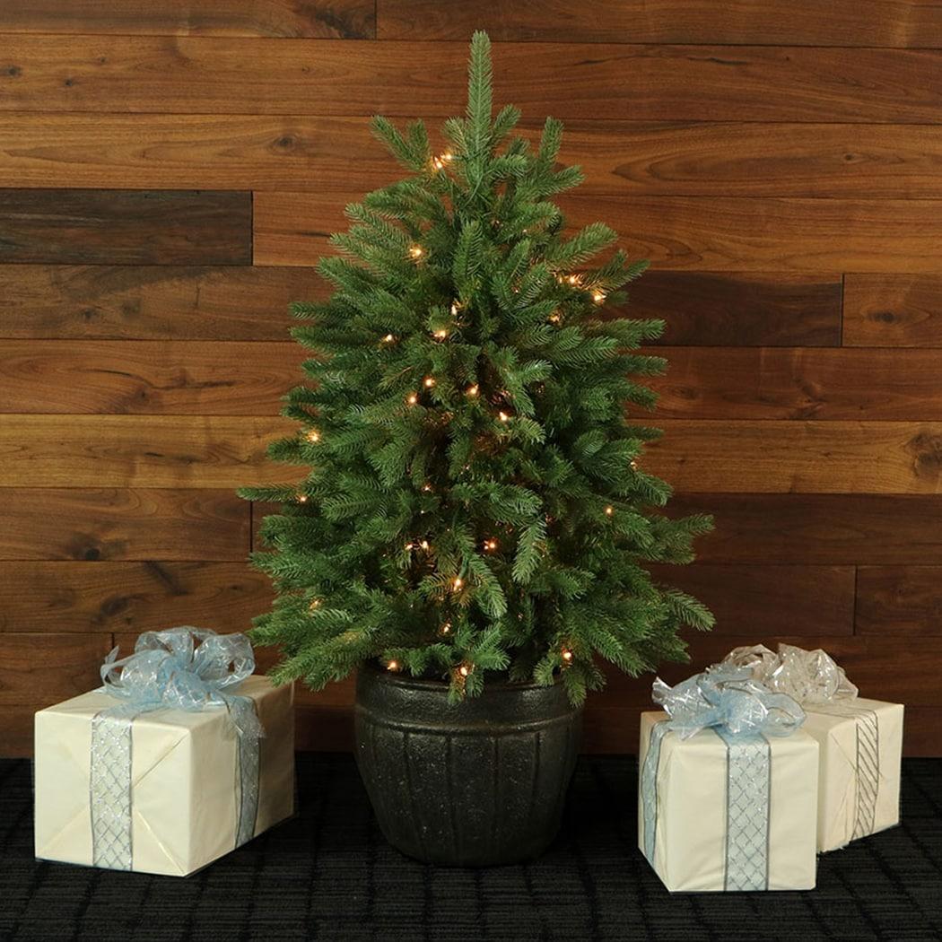 Indoor Covered Outdoor Collection 4' Lighted Pine Christmas Tree