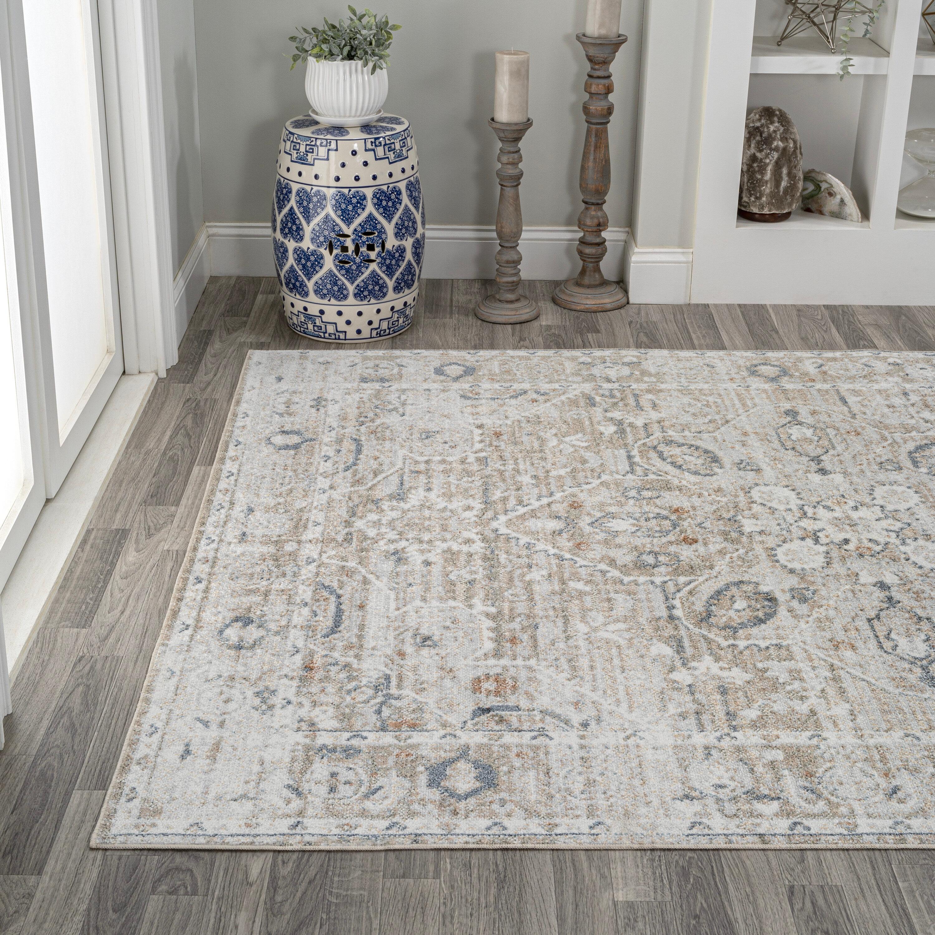 JONATHAN Y Shaii Global Medallion Low-Pile Machine-Washable Light Gray/Brown 3 ft. x 5 ft. Area Rug