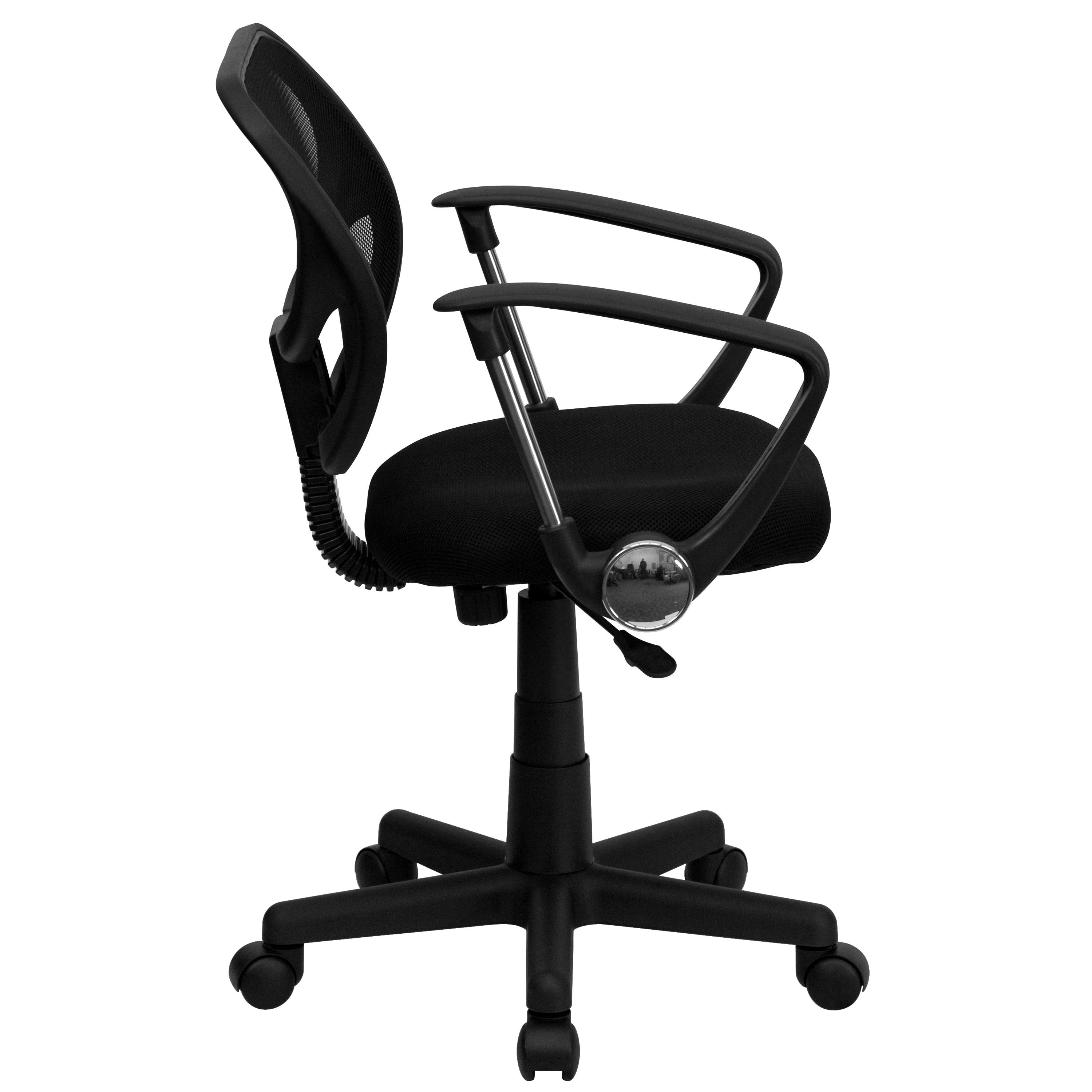 Flash Furniture Low Back Black Mesh Swivel Task Office Chair with Curved Square Back and Arms