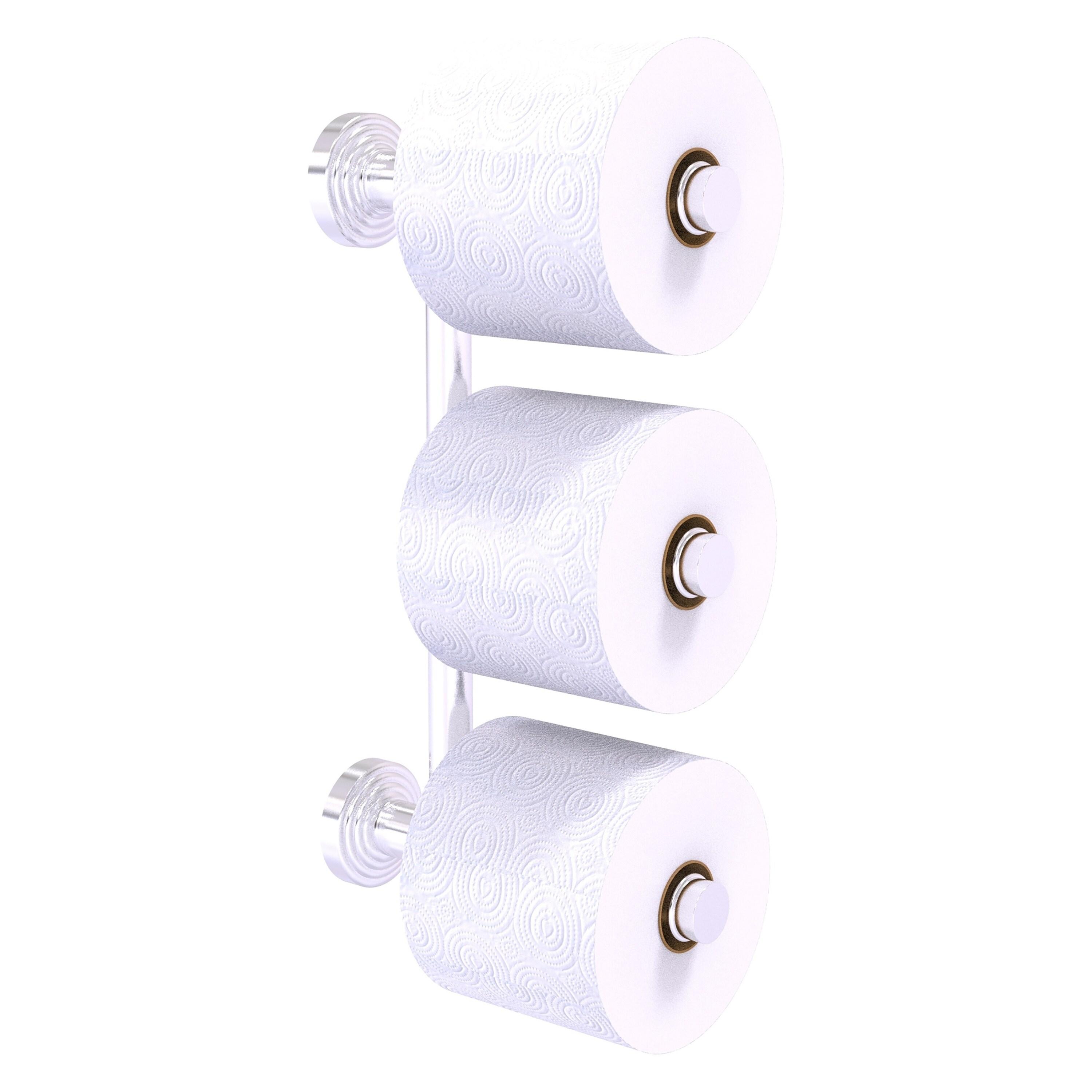 Satin Chrome Wall Mounted Triple Roll Toilet Paper Holder