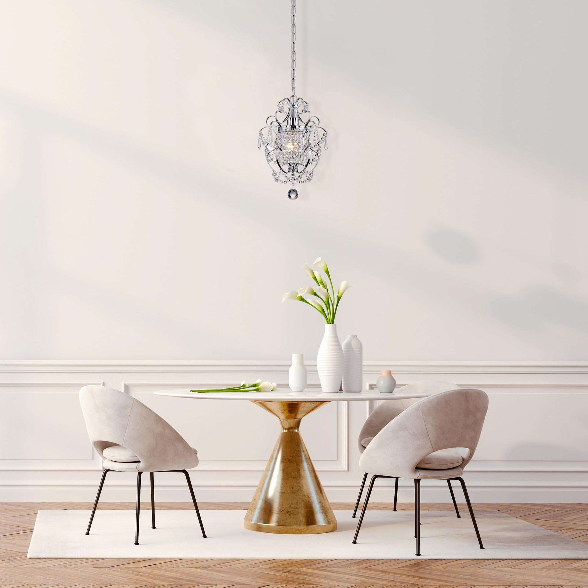 Edvivi Lighting Chrome Finish 1-Light Glam Mini Pendant with Crystal