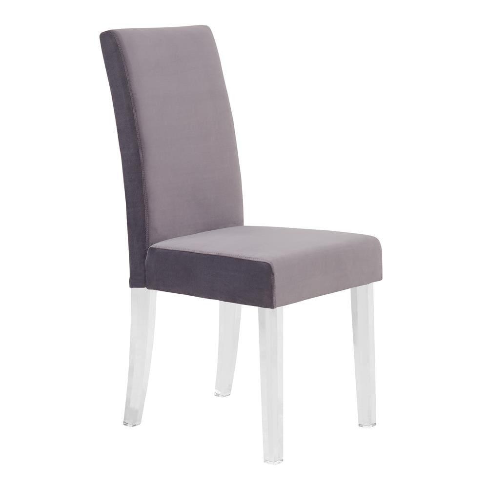 20 x 36 x 17 in. Dalia Modern & Contemporary Dining Chair, Gray Velvet with Acrylic Legs - Set of 2