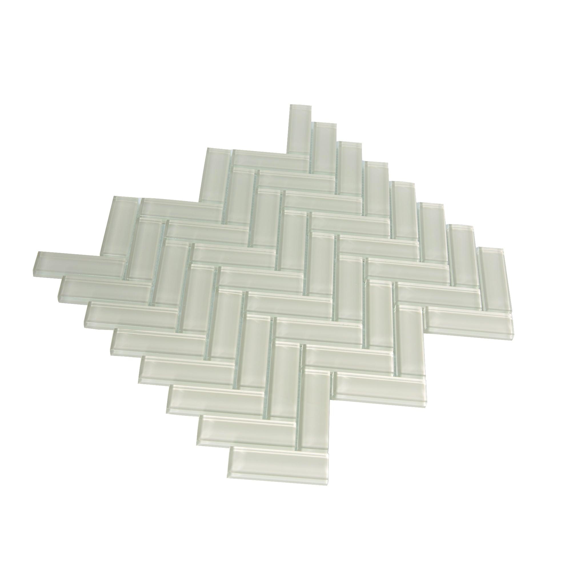 11"X 12.6" Herringbone Polished Glass Mosaic Tile