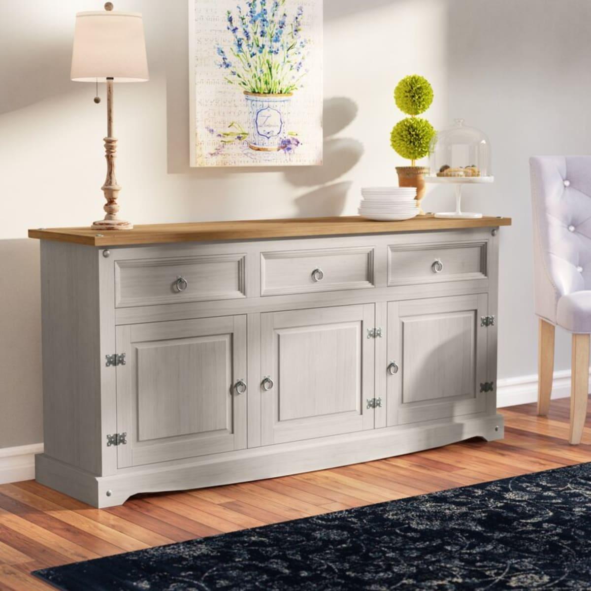 65.91 x 31.73 x 16.93 in. Cottage Series Wood Buffet Sideboard, Corona Gray