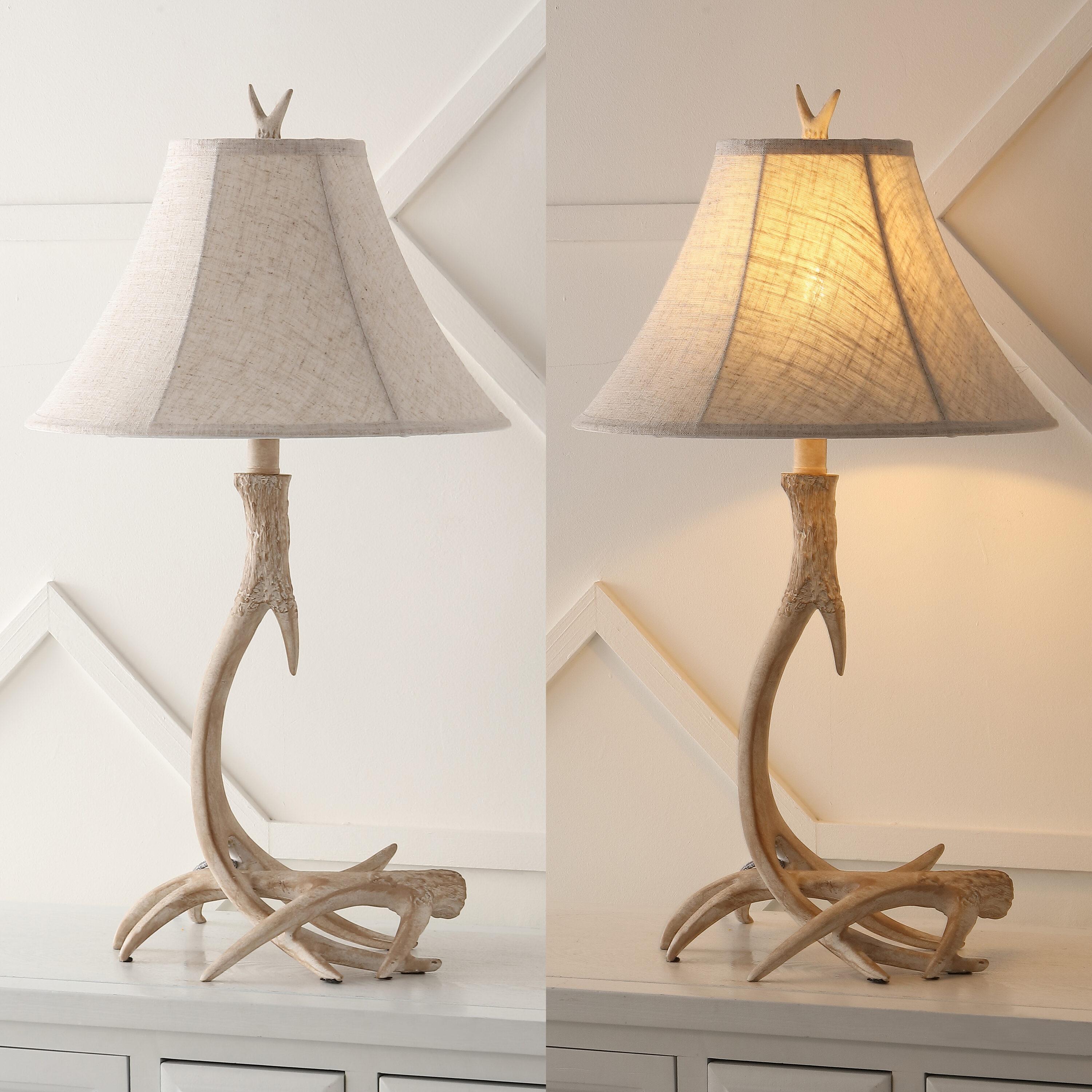 JONATHAN Y JYL6305B Antler 27.5" Rustic Resin LED Table Lamp, Traditional for living room, dinning room, bedroom, office Bulb Included, Beige