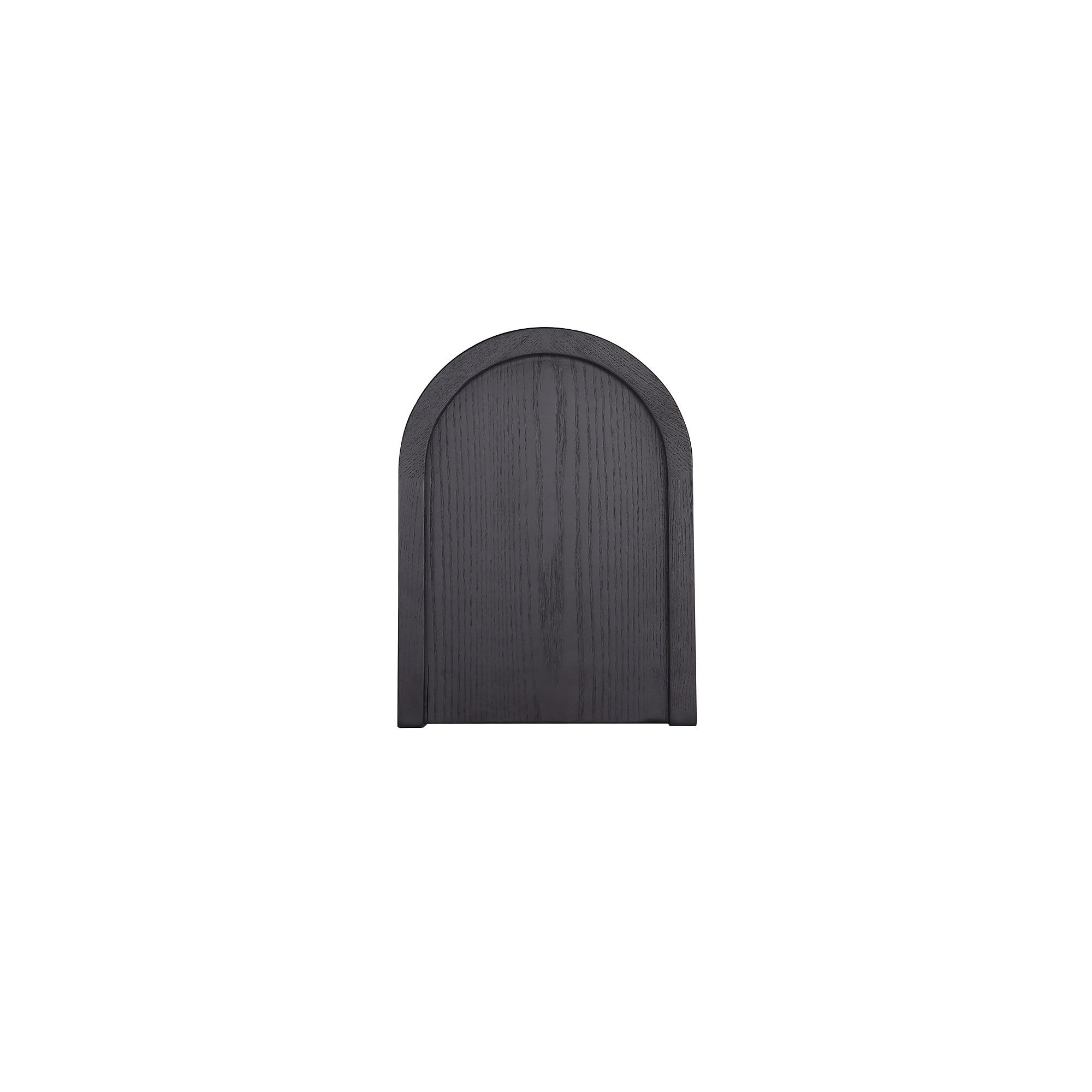 Versailles End Table Black/Natural - Manhattan Comfort: Half Moon Design, Fixed Shelf, Ash Material