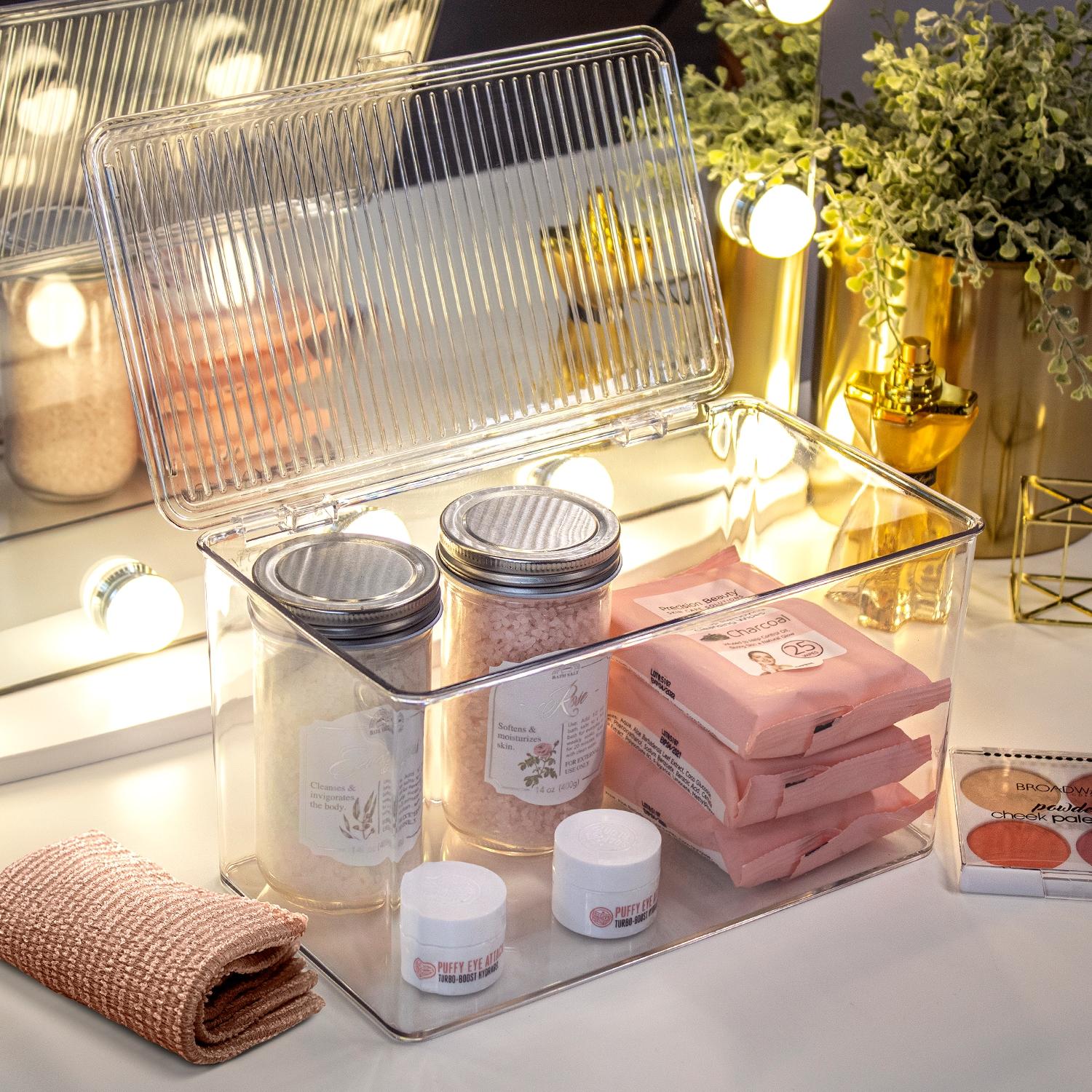 Sorbus Variety Clear Storage Bins For Pantry & Fridge With Hinged Lids, 3 Piece