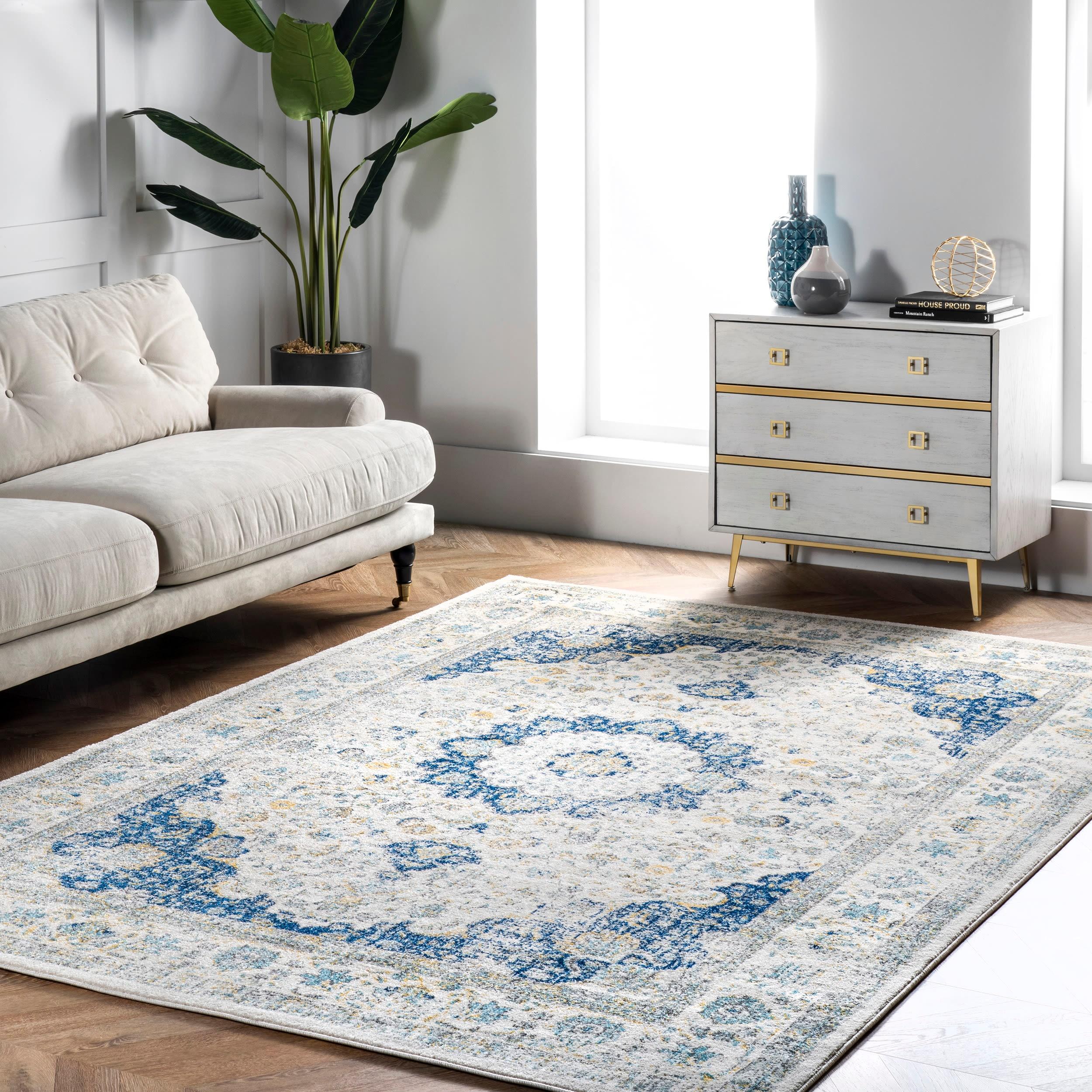 12'x15' Verona Vintage Persian Style Area Rug Blue - nuLOOM: Geometric Pattern, Low Pile, Indoor Rectangle Rug