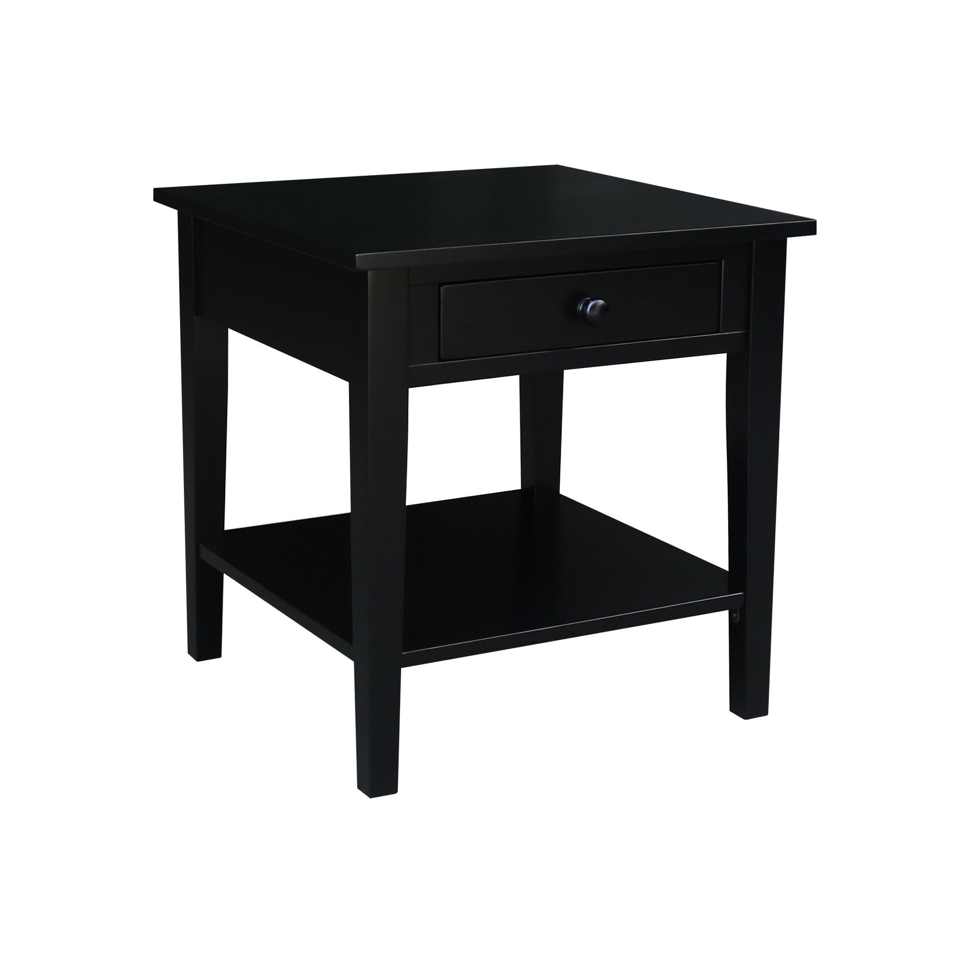 International Concepts Spencer End Table Black: Modern Square Design, Hardwood Frame, 24x24 Size, Spot Clean