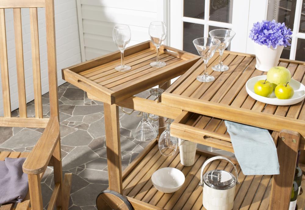 Orland Outdoor Tea Trolley PAT7010 - Natural - Safavieh