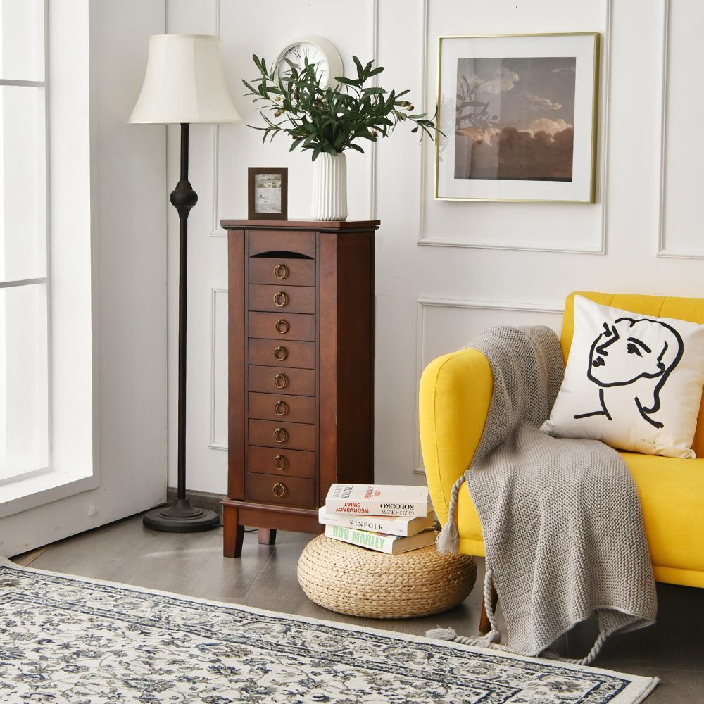 Costway Wood Jewelry Cabinet Armoire Storage Box Chest Stand Organizer Indoor Bedroom