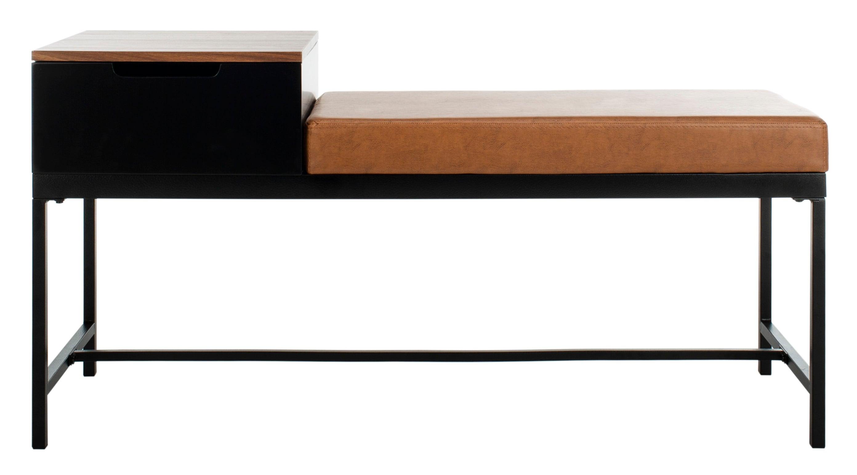 Maruka Bench with Storage - Brown/Brown - Safavieh