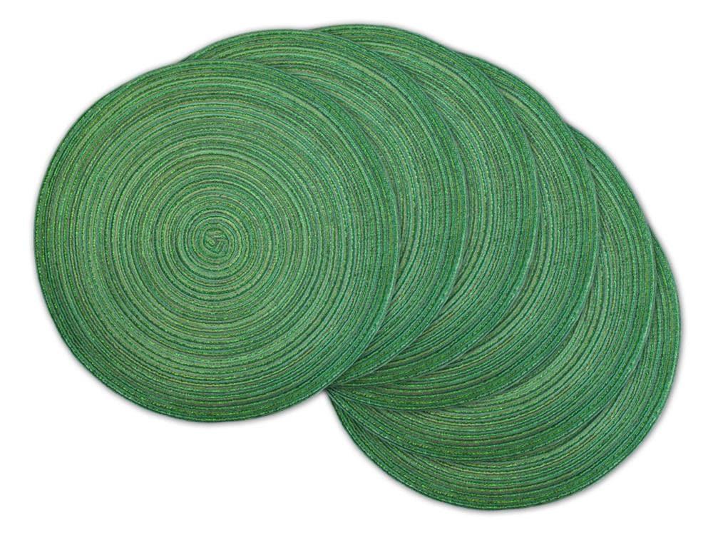 DII Metallic Woven Round Placemat, Green, 15" Diameter