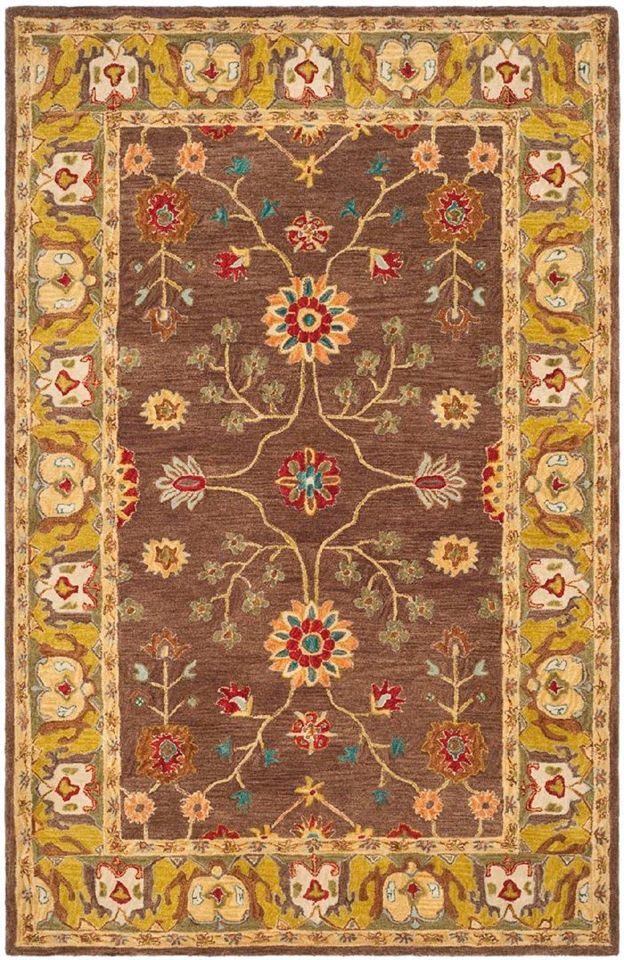 SAFAVIEH Anatolia Sandy Floral Area Rug, Brown/Gold, 6' x 9'