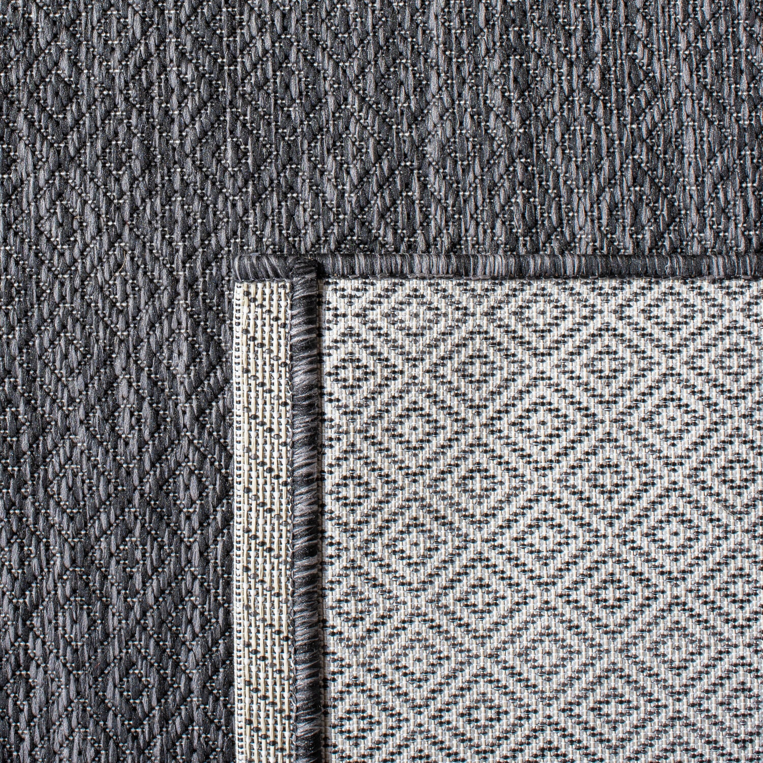 SAFAVIEH Courtyard Mitre Geometric Indoor/Outdoor Area Rug, Black/Grey, 6'7" x 6'7" Square